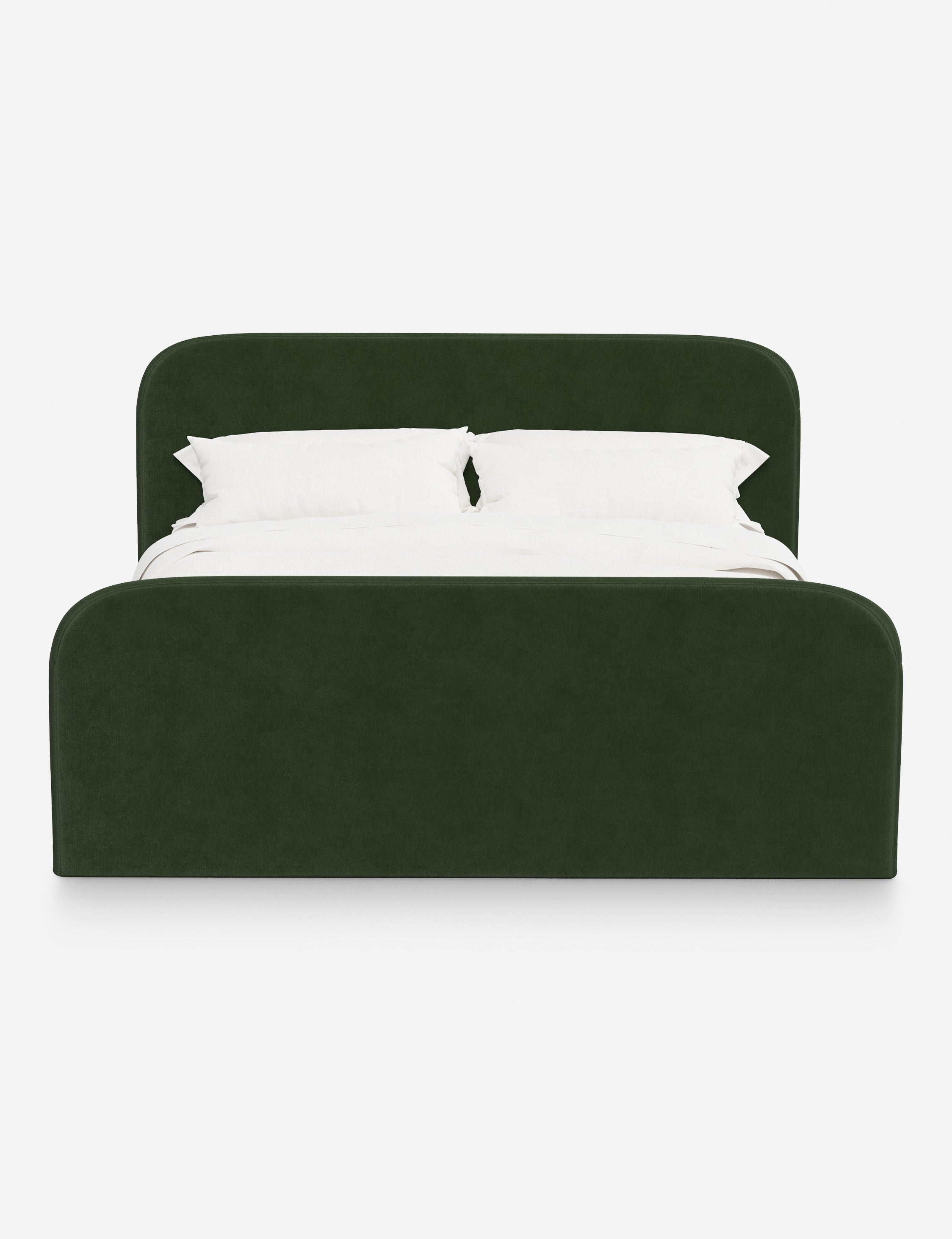 Bela Upholstered Bed | Low Rounded Headboard, Raised Footboard