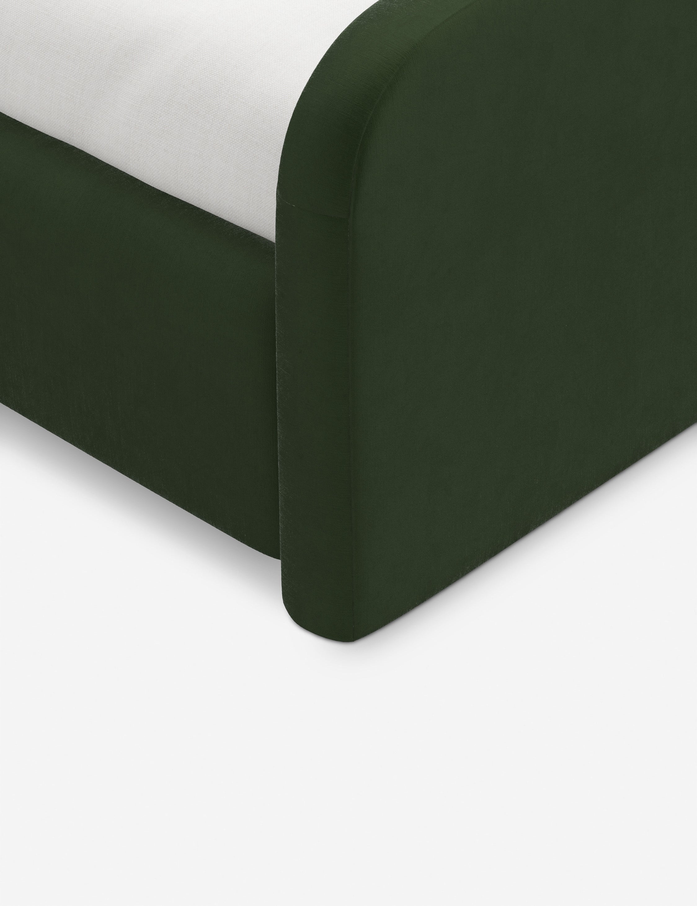 Bela Upholstered Bed | Low Rounded Headboard, Raised Footboard