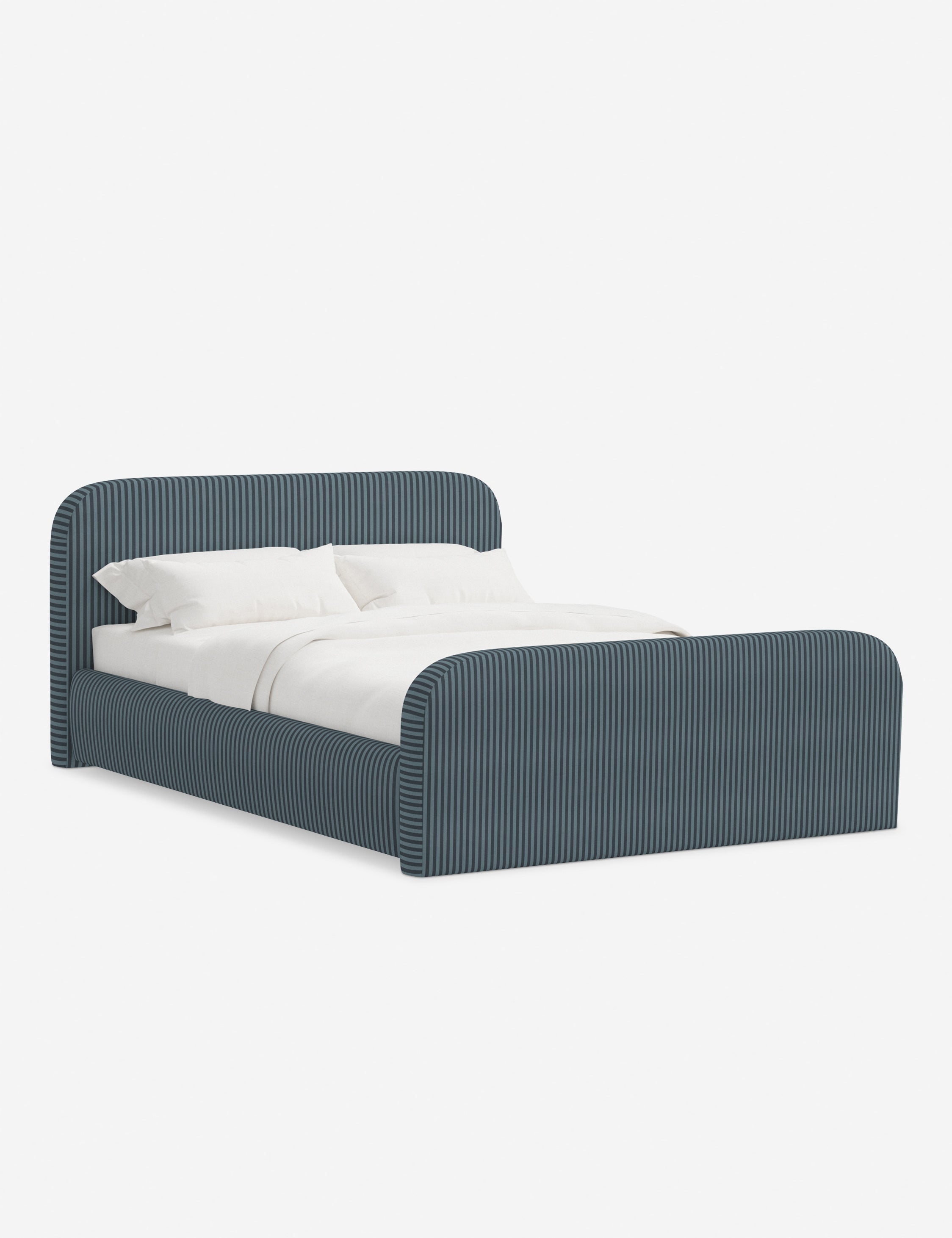 Bela Upholstered Bed | Low Rounded Headboard, Raised Footboard