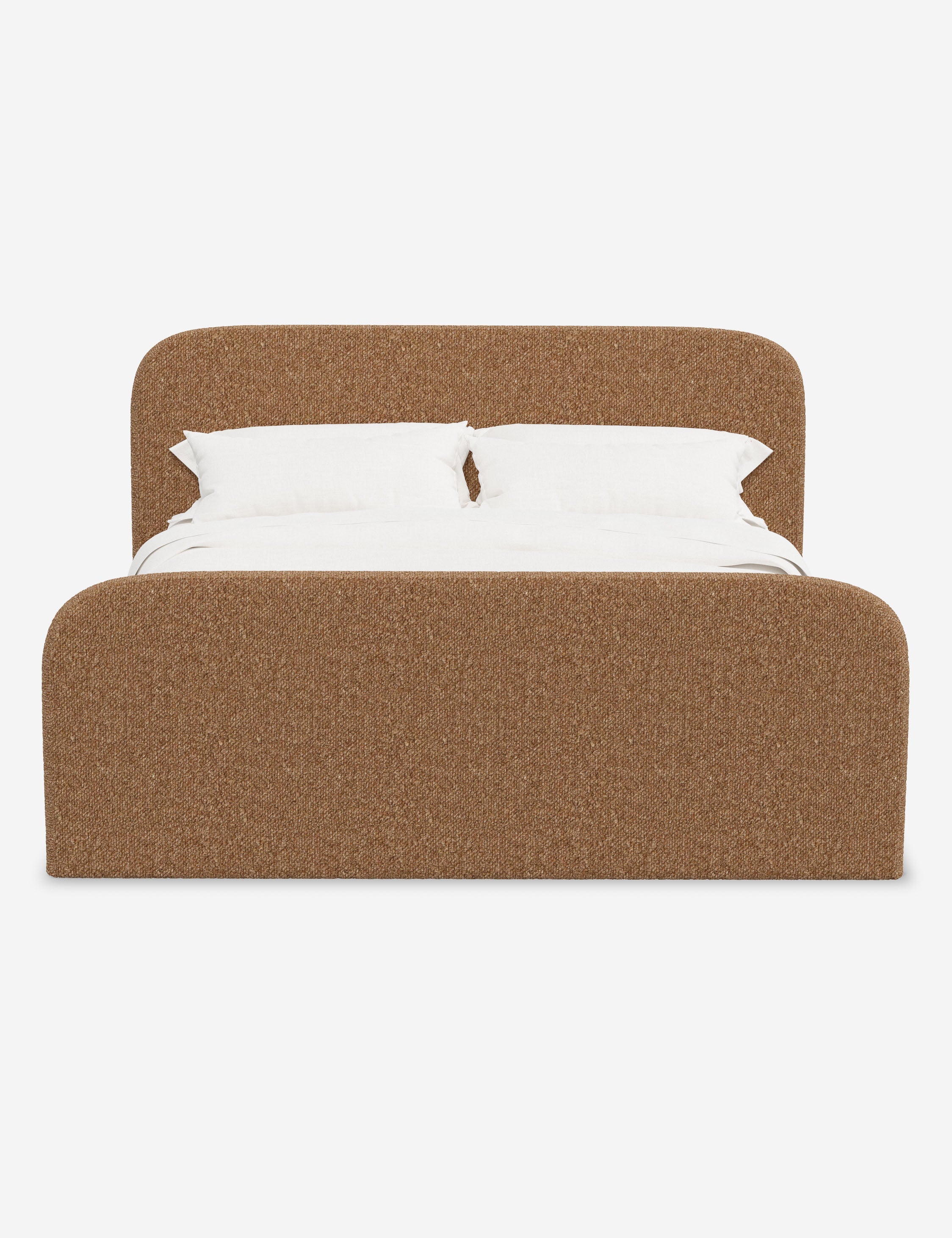 Bela Upholstered Bed | Low Rounded Headboard, Raised Footboard