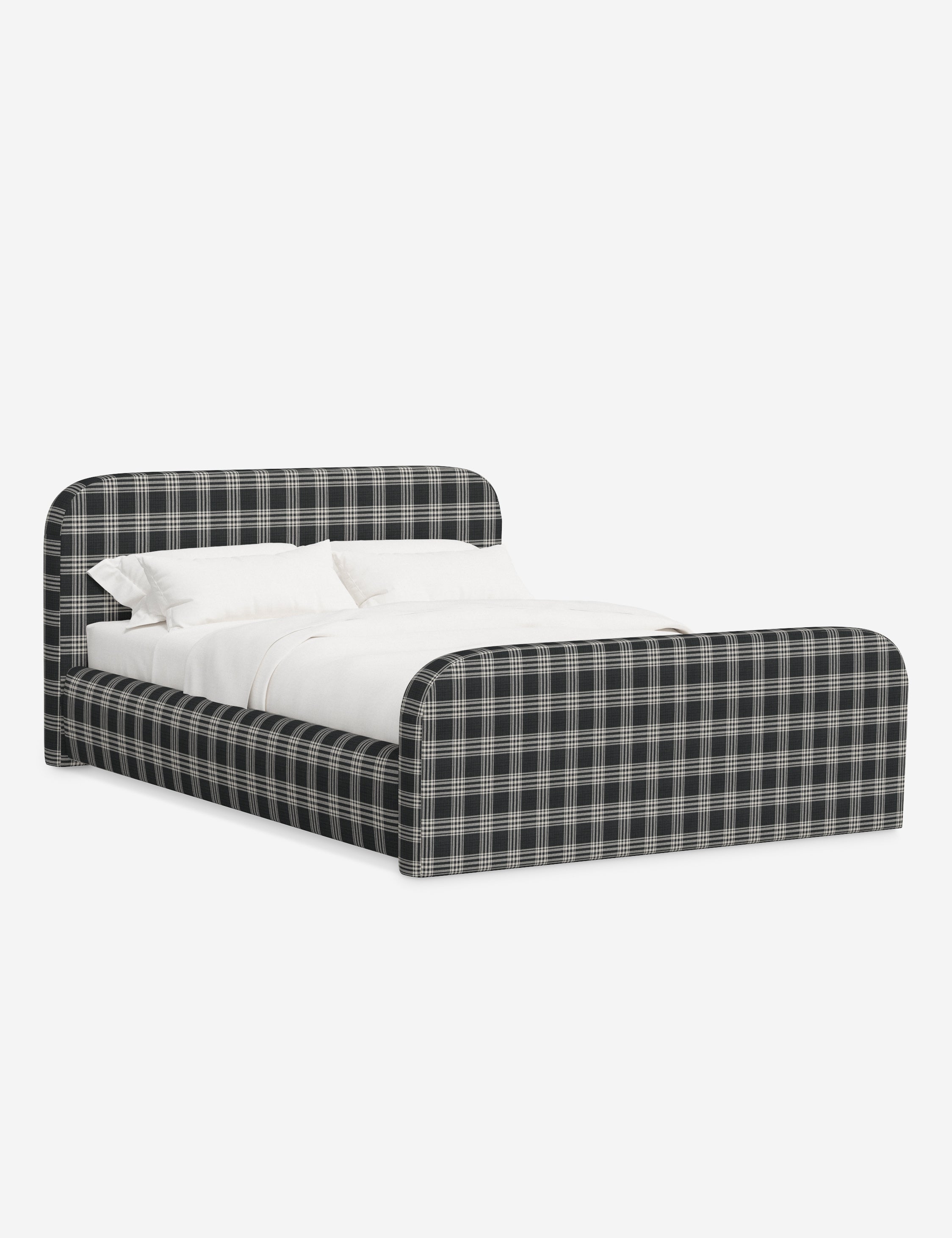 Bela Upholstered Bed | Low Rounded Headboard, Raised Footboard