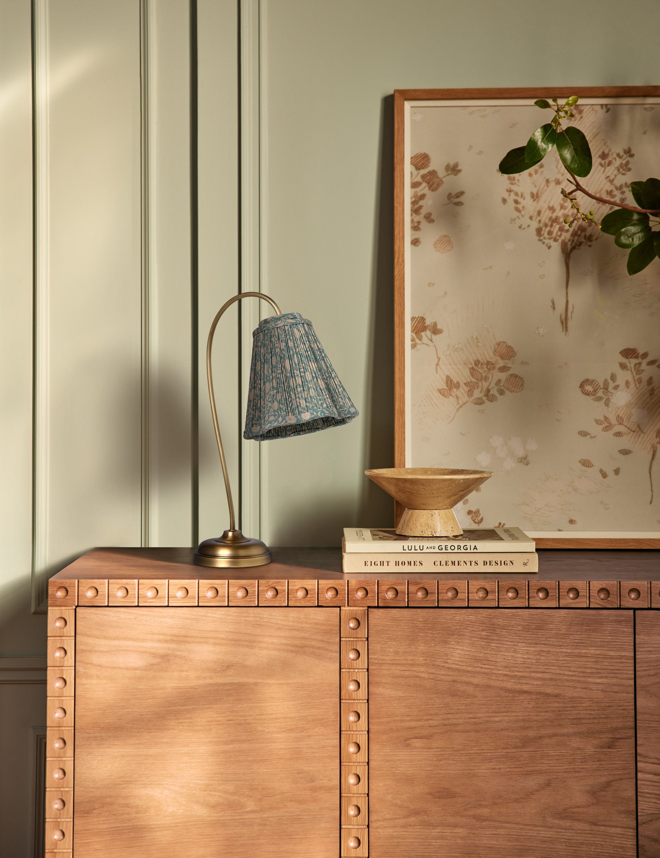 Juno Desk Lamp | Gooseneck Design, Floral Pleated Shade
