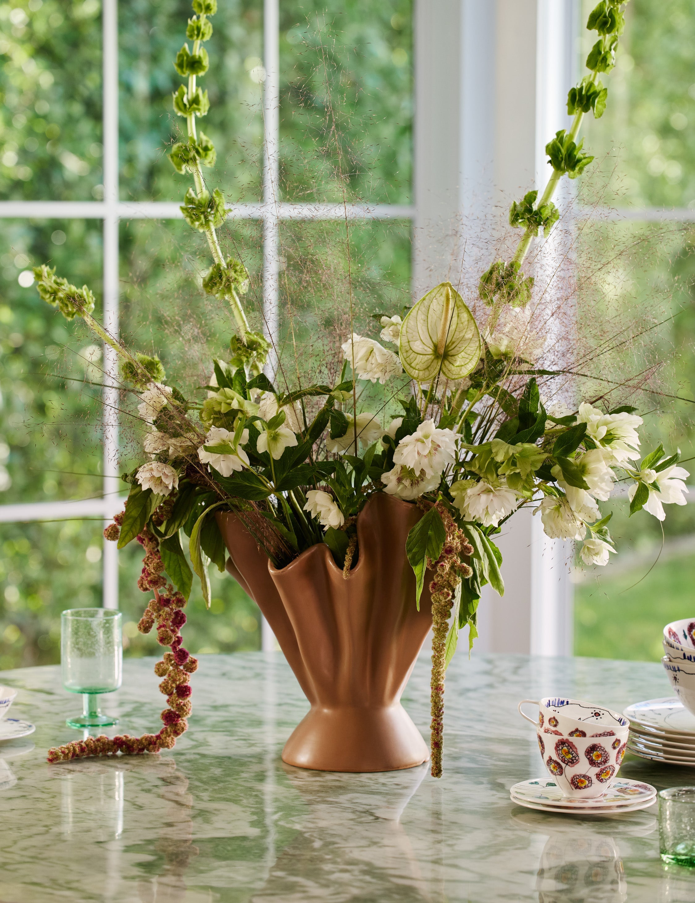 Dara Ruffled Vase | Stoneware, Reactive Glaze Finish