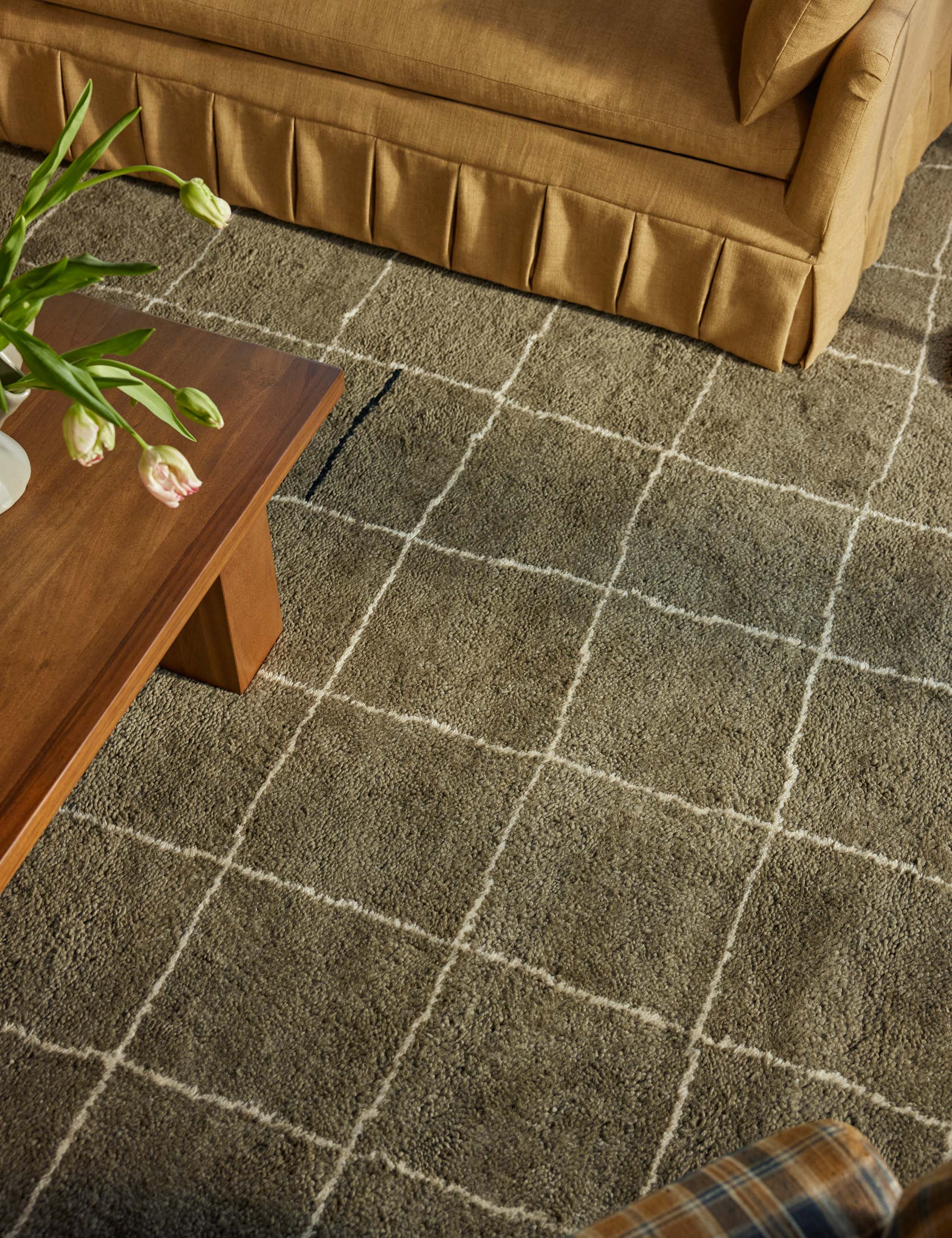 Bask Irregular Grid Wool Rug | Hand-Knotted, Geometric Accents