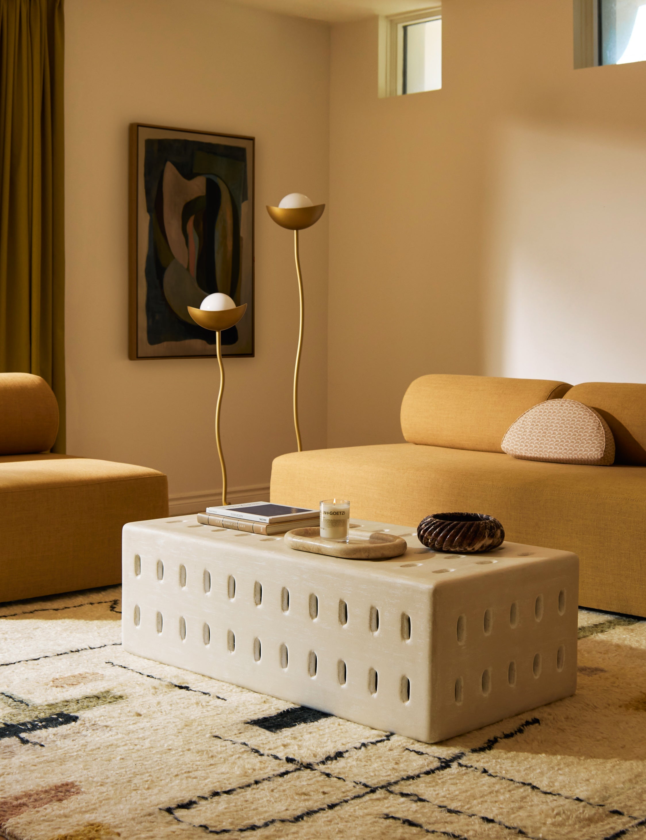 Kalea Floor Lamp | U-Shape Base, Opal Glass Orbs