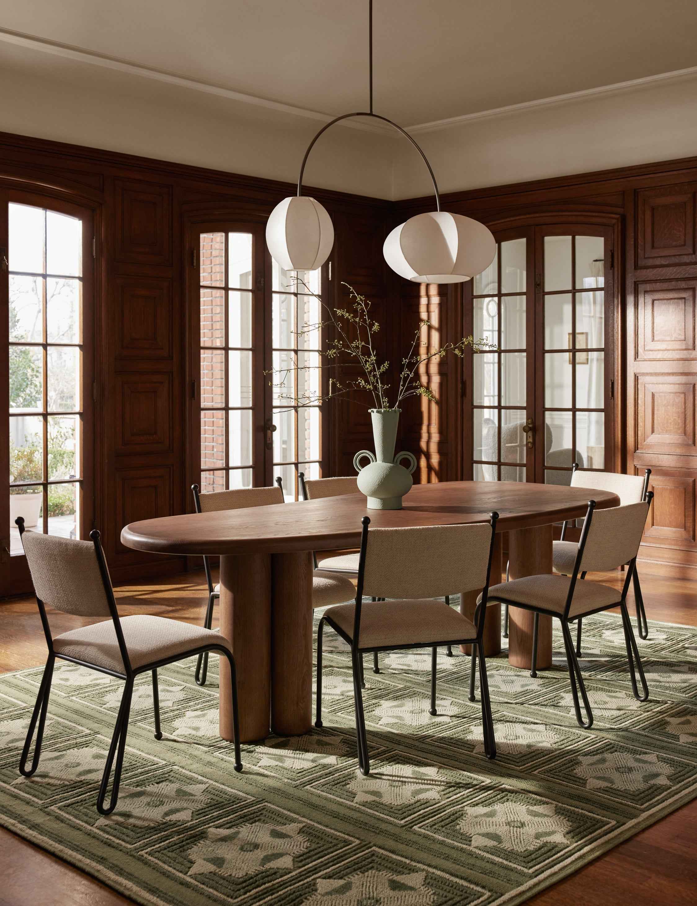 Lunara Linear Chandelier | Lantern Shades, Arc-Shape Design