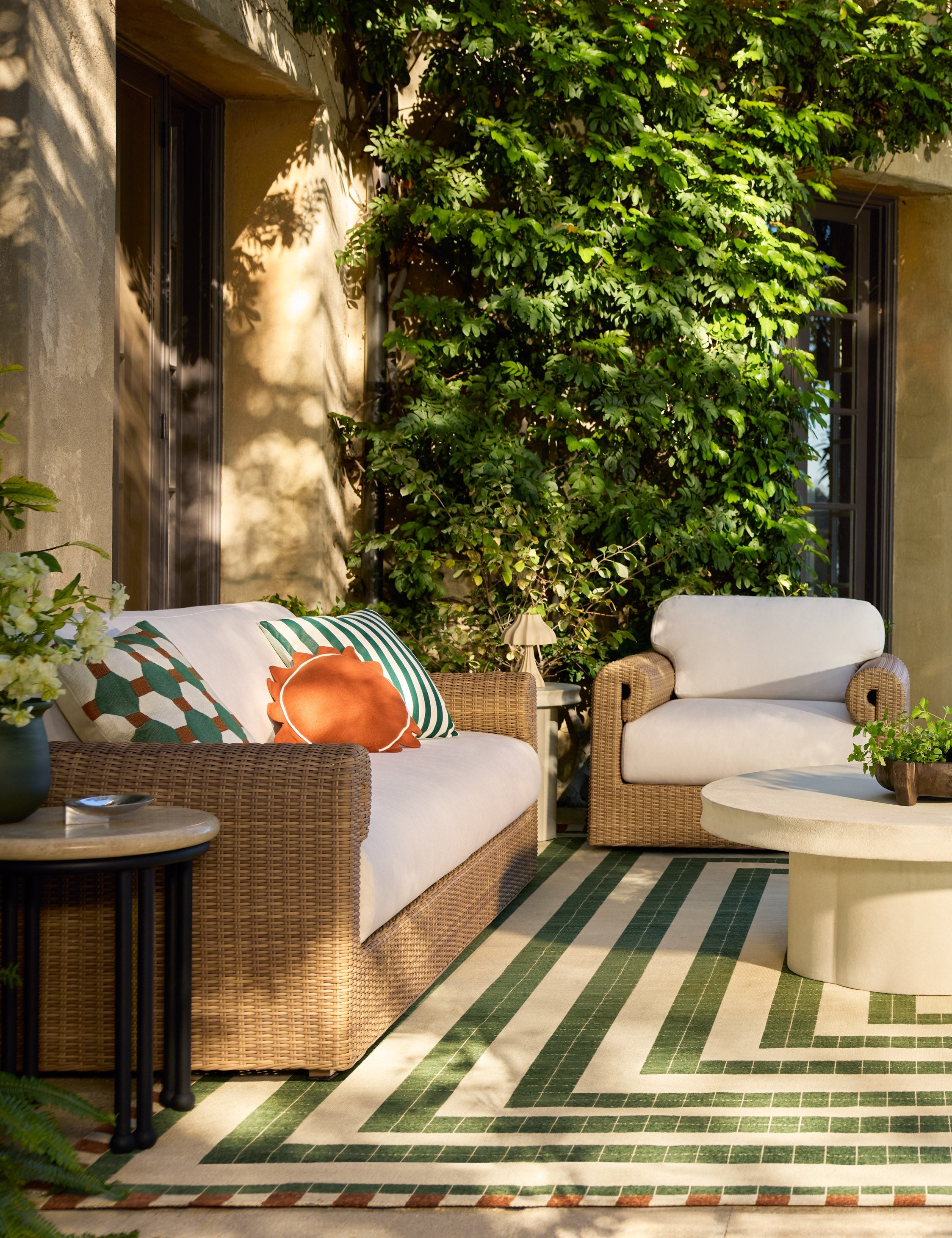 Kira Indoor/Outdoor Rug | Repeating Tile Motif, Stylish Design