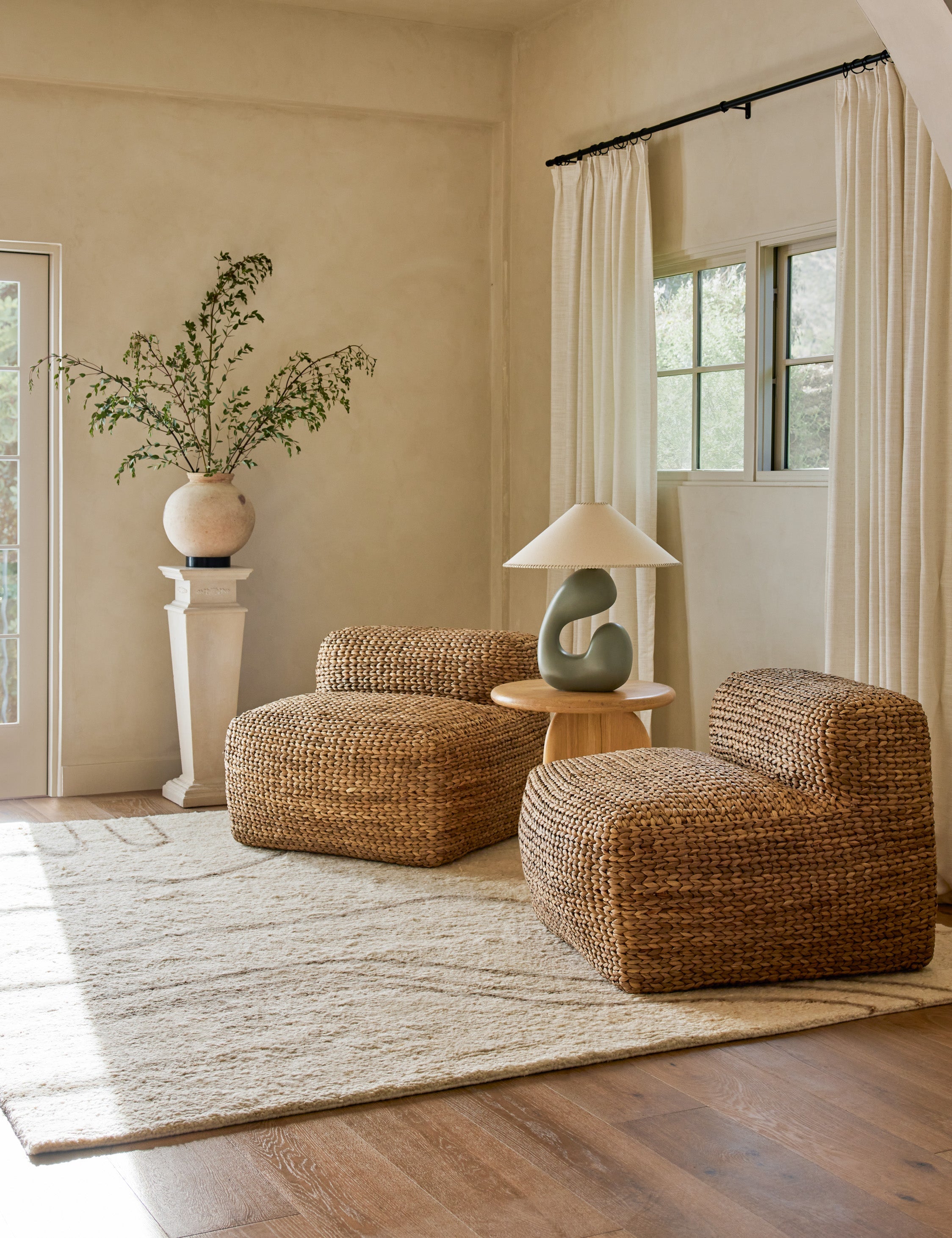 Sage Saguaro Table Lamp | Organic Form, Linen Shade