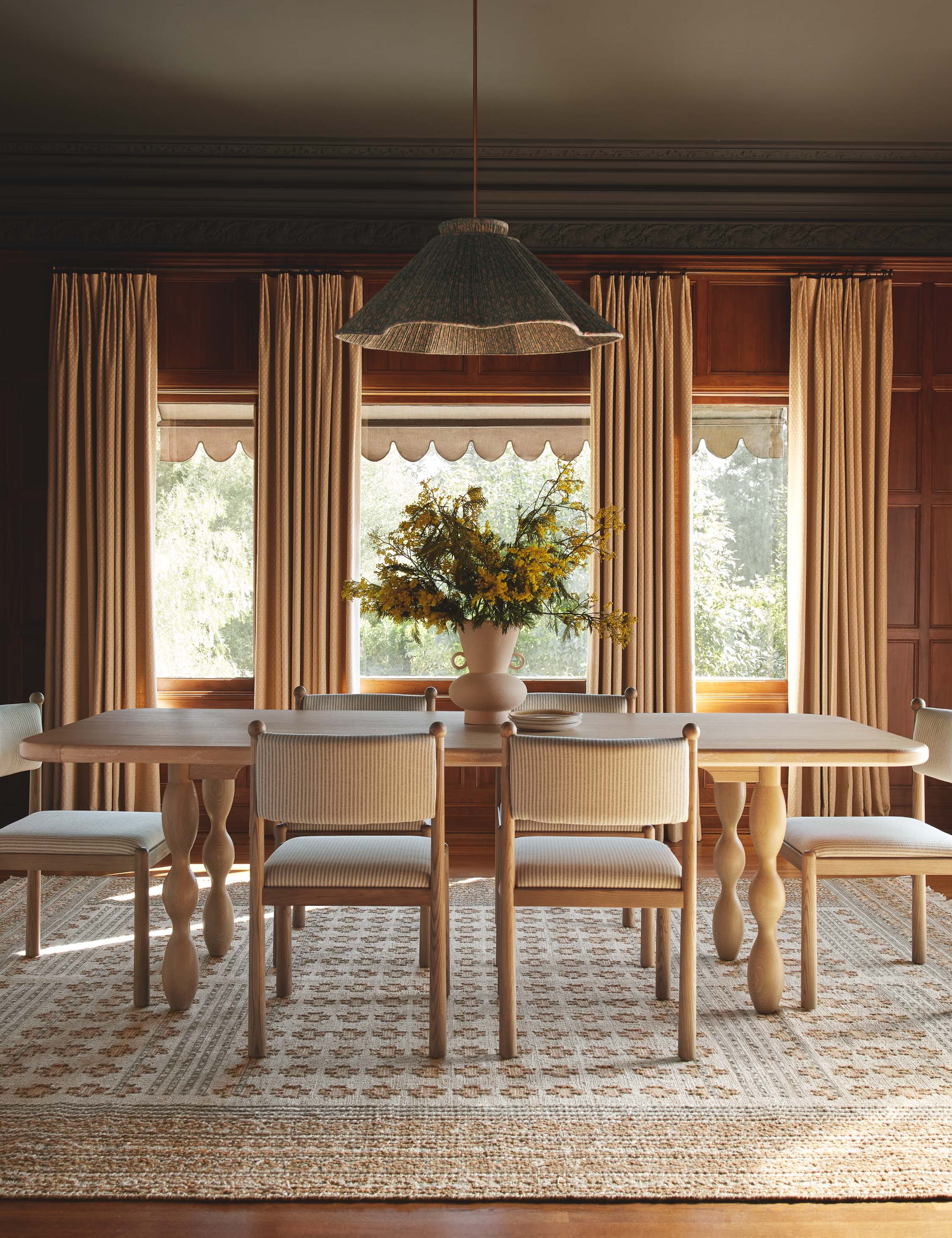 Juno Pendant Light | Pleated Floral Shade, Textured Warmth