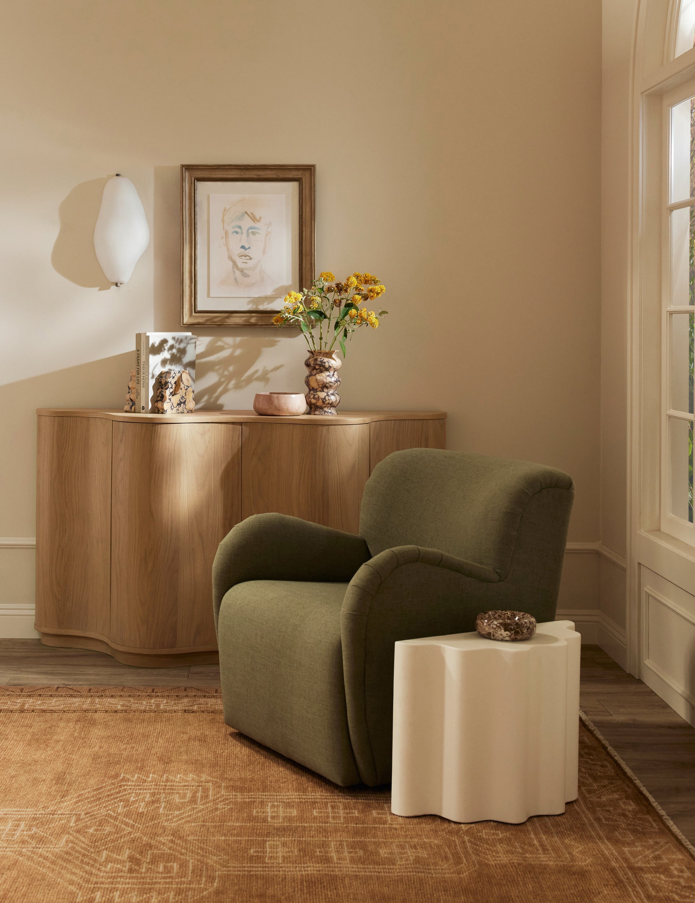 Cora Sideboard | Half-Moon Design, Natural Wood Grain