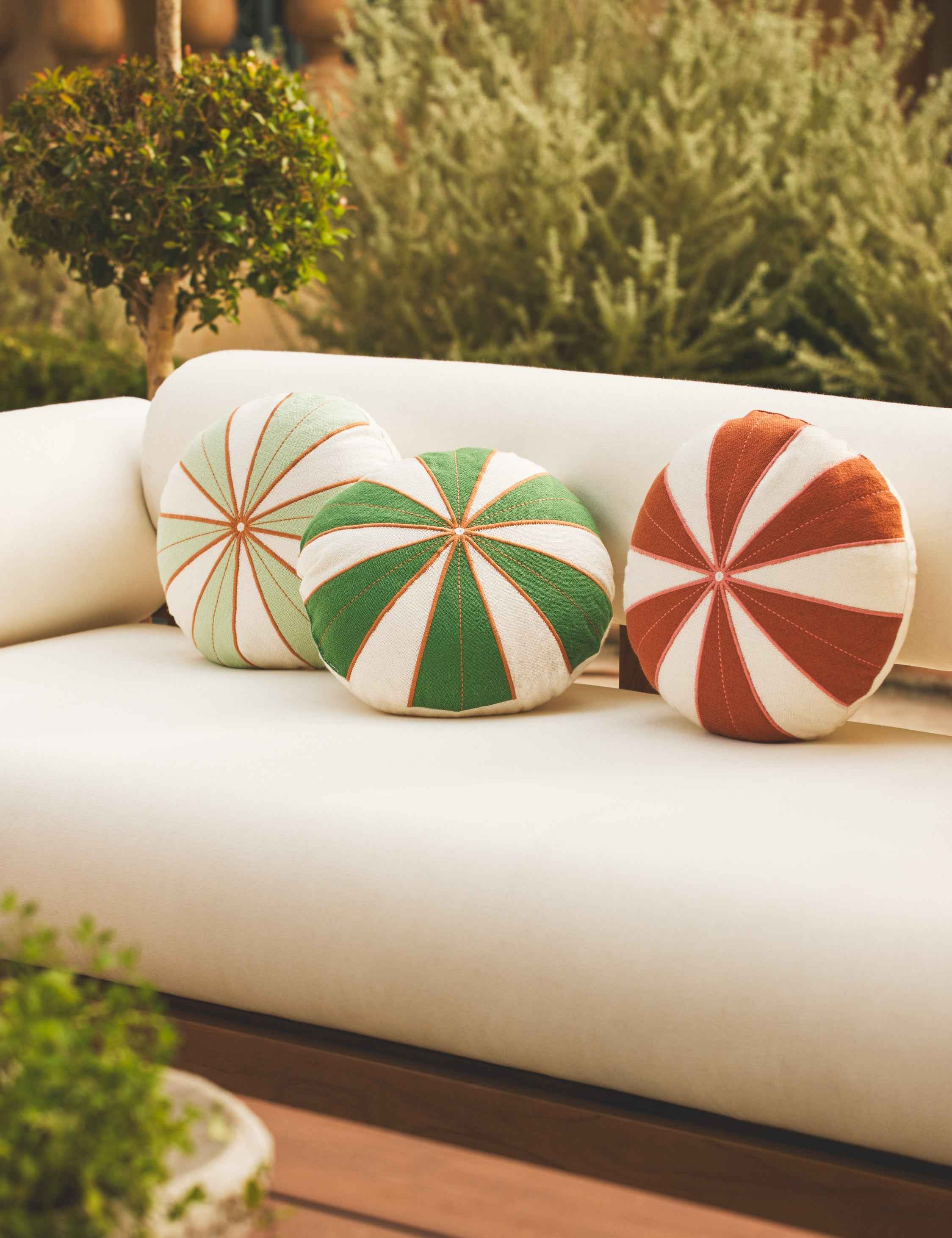 Wrenley Decorative Pillow | Colorful Radial Stripes, Indoor/Outdoor