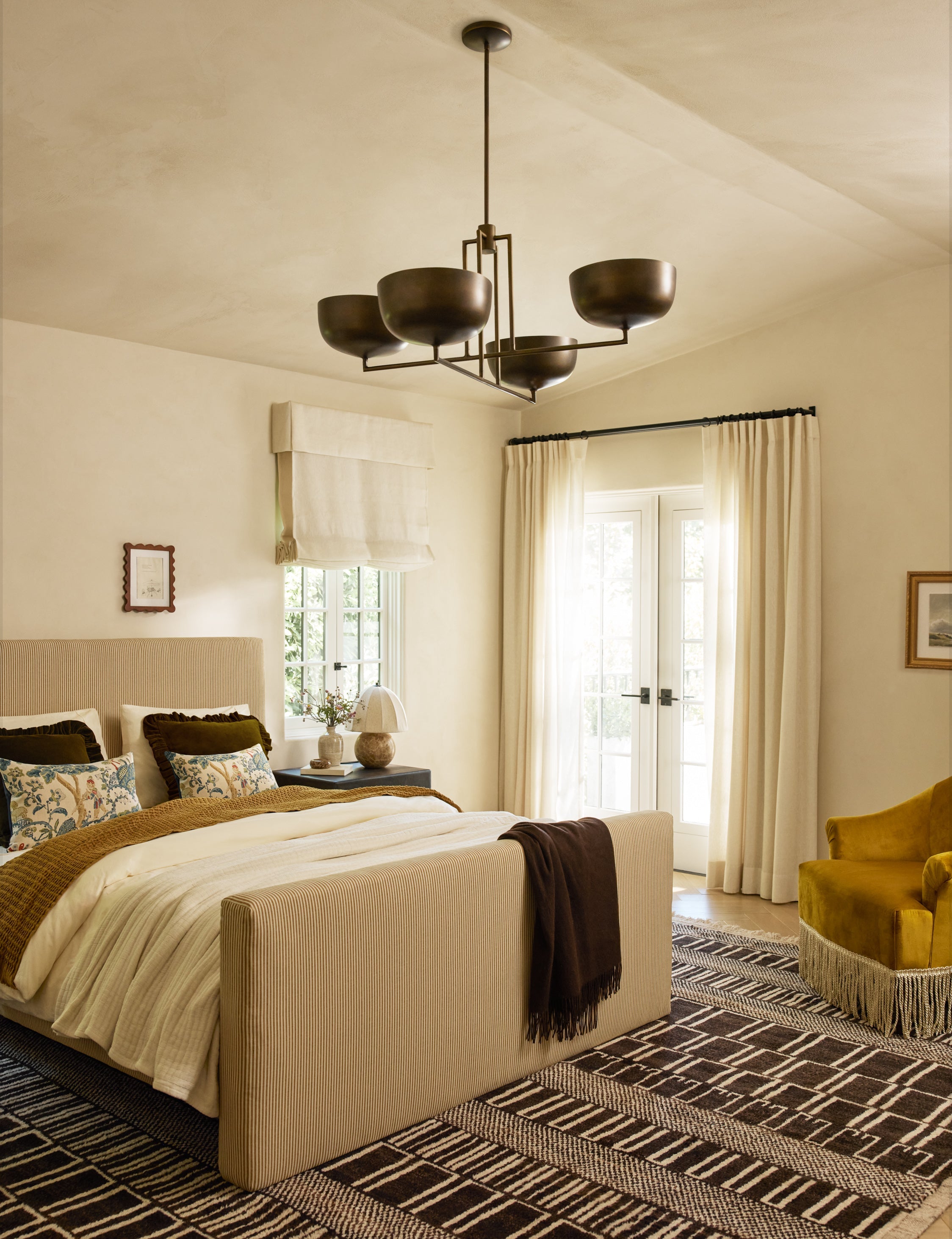 Talon Chandelier | Dome Shades, Angular Frame