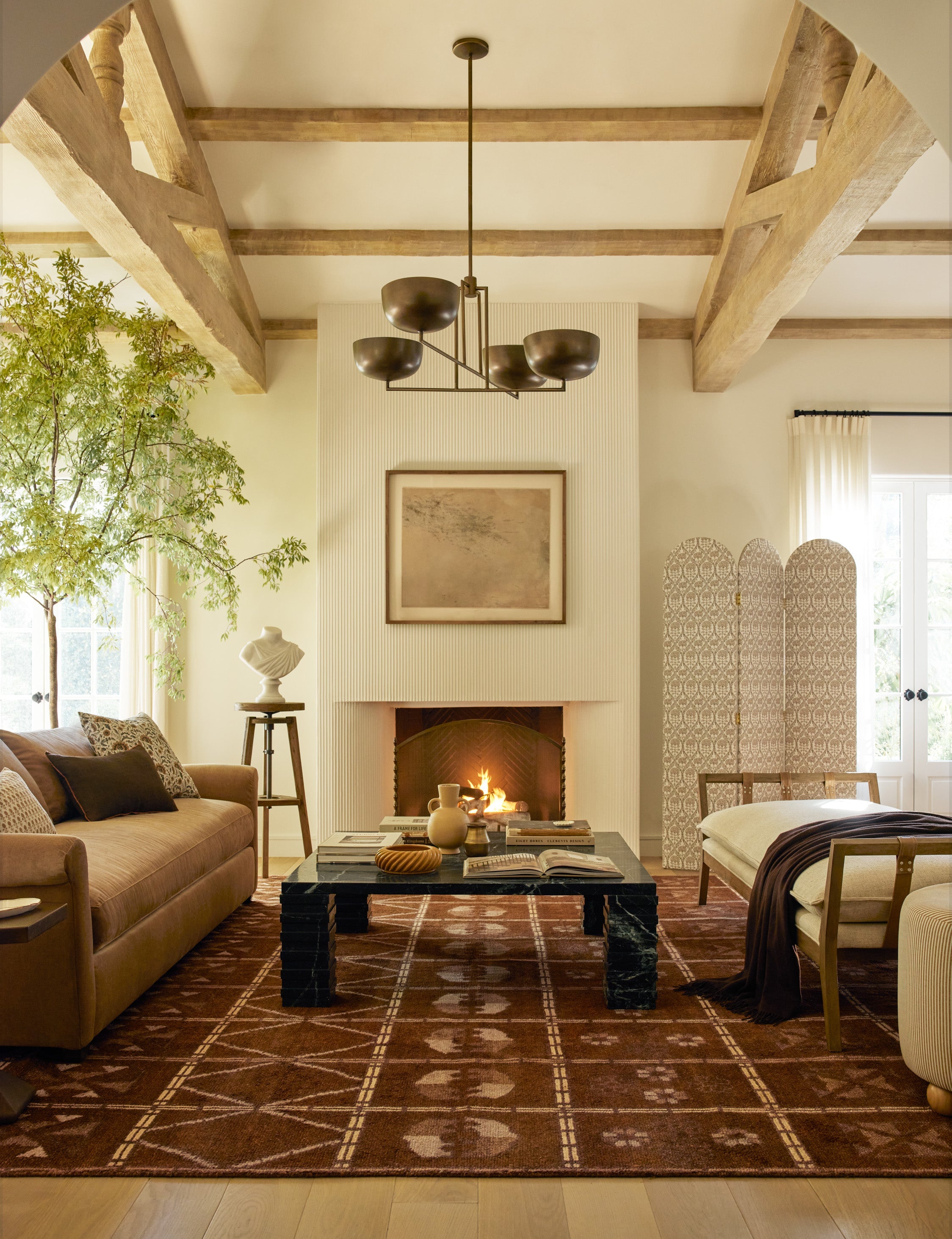 Talon Chandelier | Dome Shades, Angular Frame