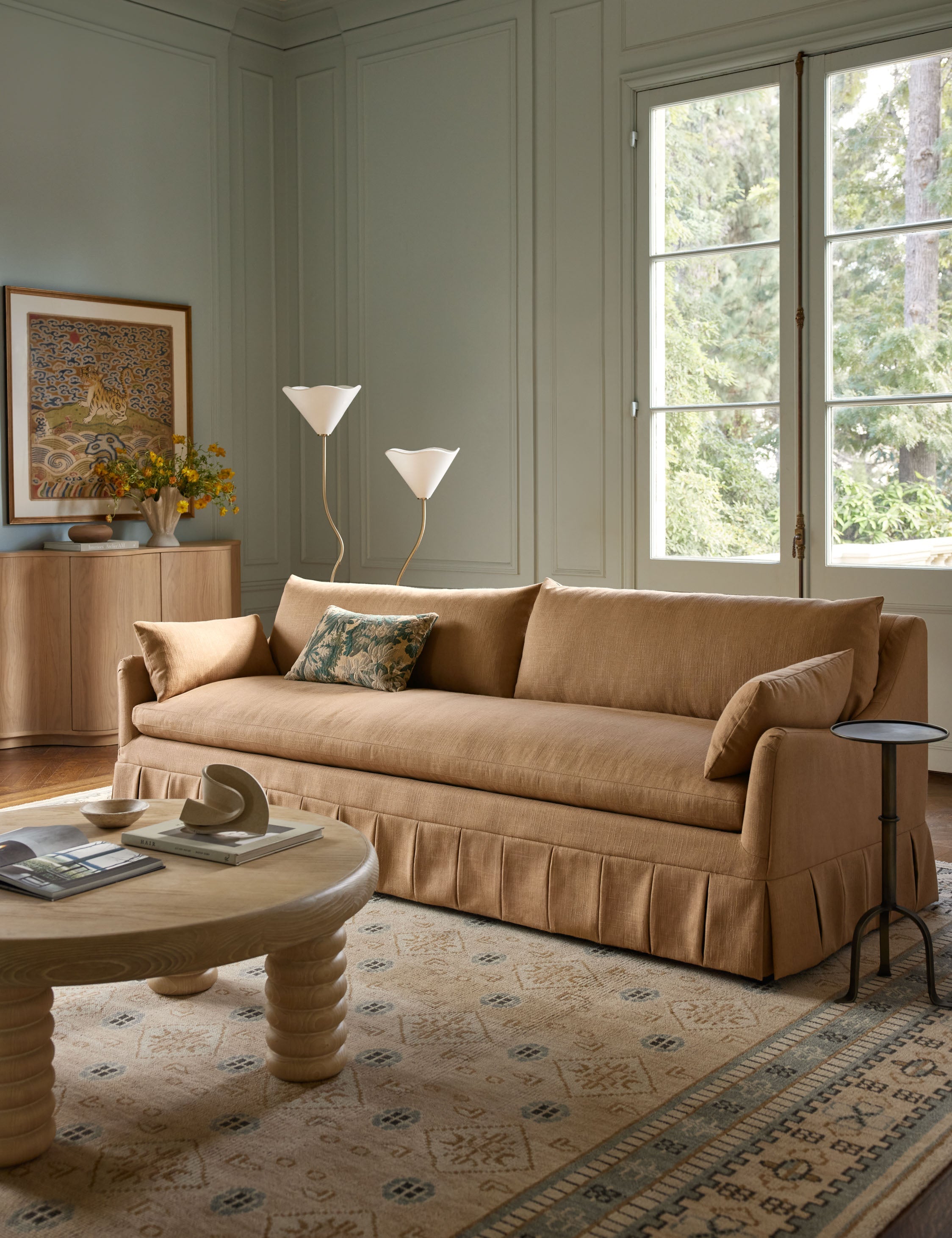 Pavona Pleated Sofa | Transitional Style, Slope-Arm Design