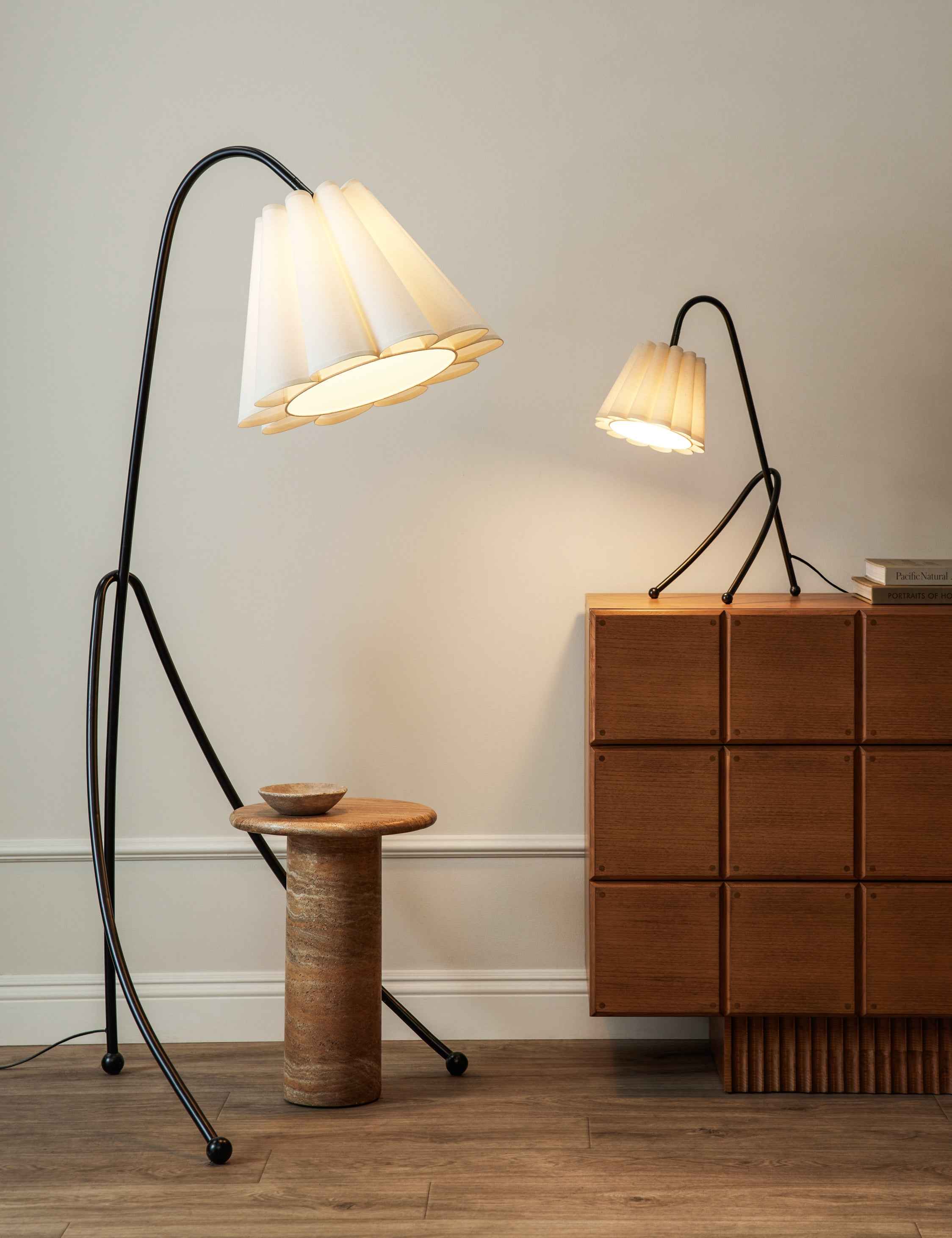 Ava Floor Lamp | Fluted Fabric Shade, Modern Design