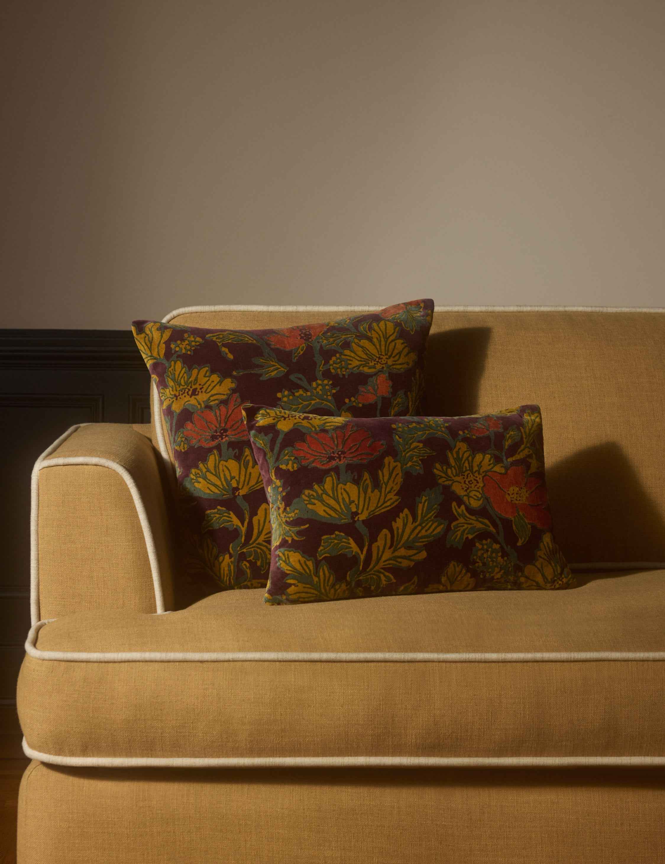 Aveline Velvet Pillow | Bold Floral Design, Luxurious Texture