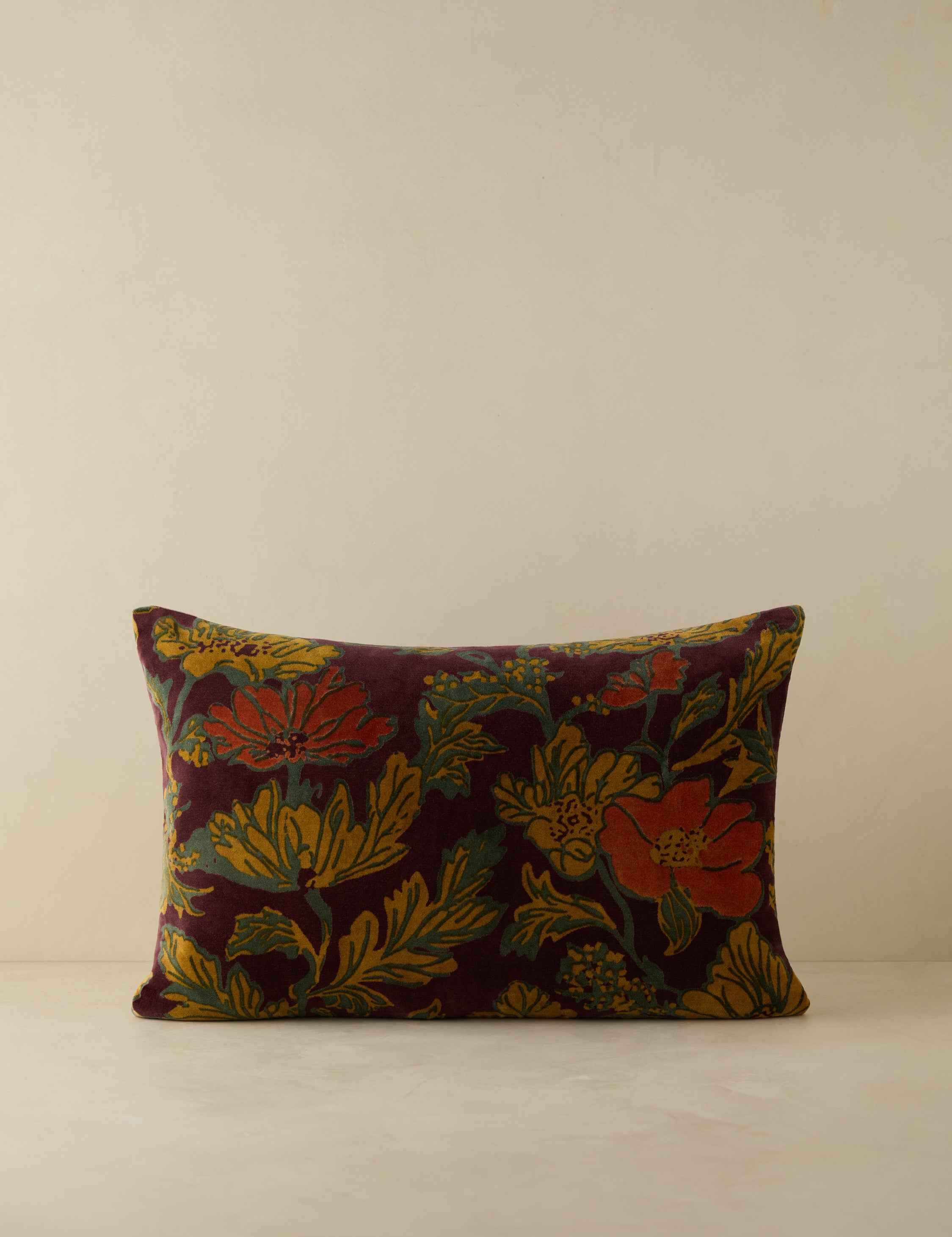 Aveline Velvet Pillow | Bold Floral Design, Luxurious Texture