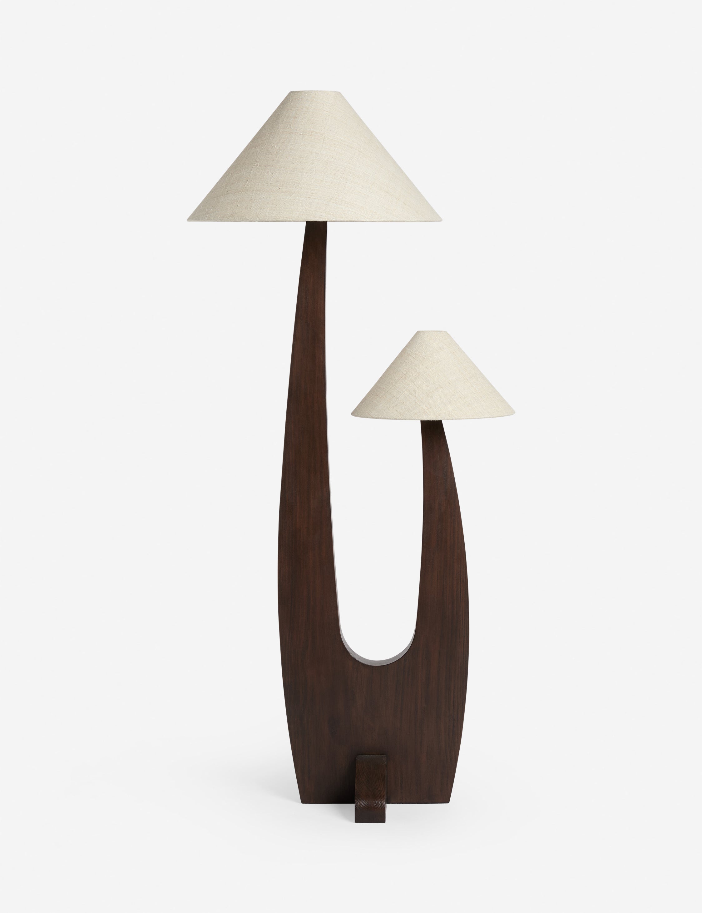 Arca Floor Lamp | Sculptural Wood Base, Hemp Shades