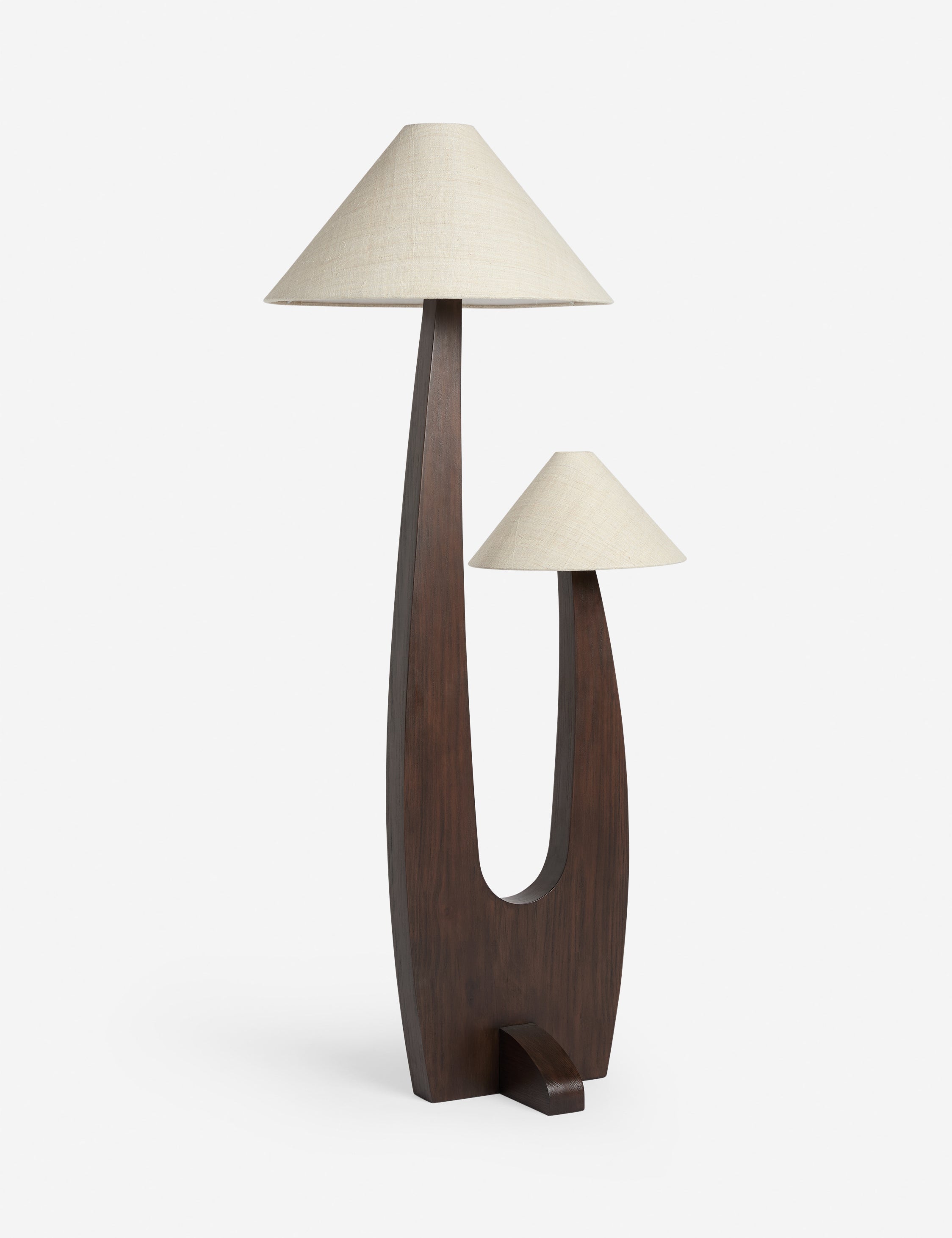 Arca Floor Lamp | Sculptural Wood Base, Hemp Shades