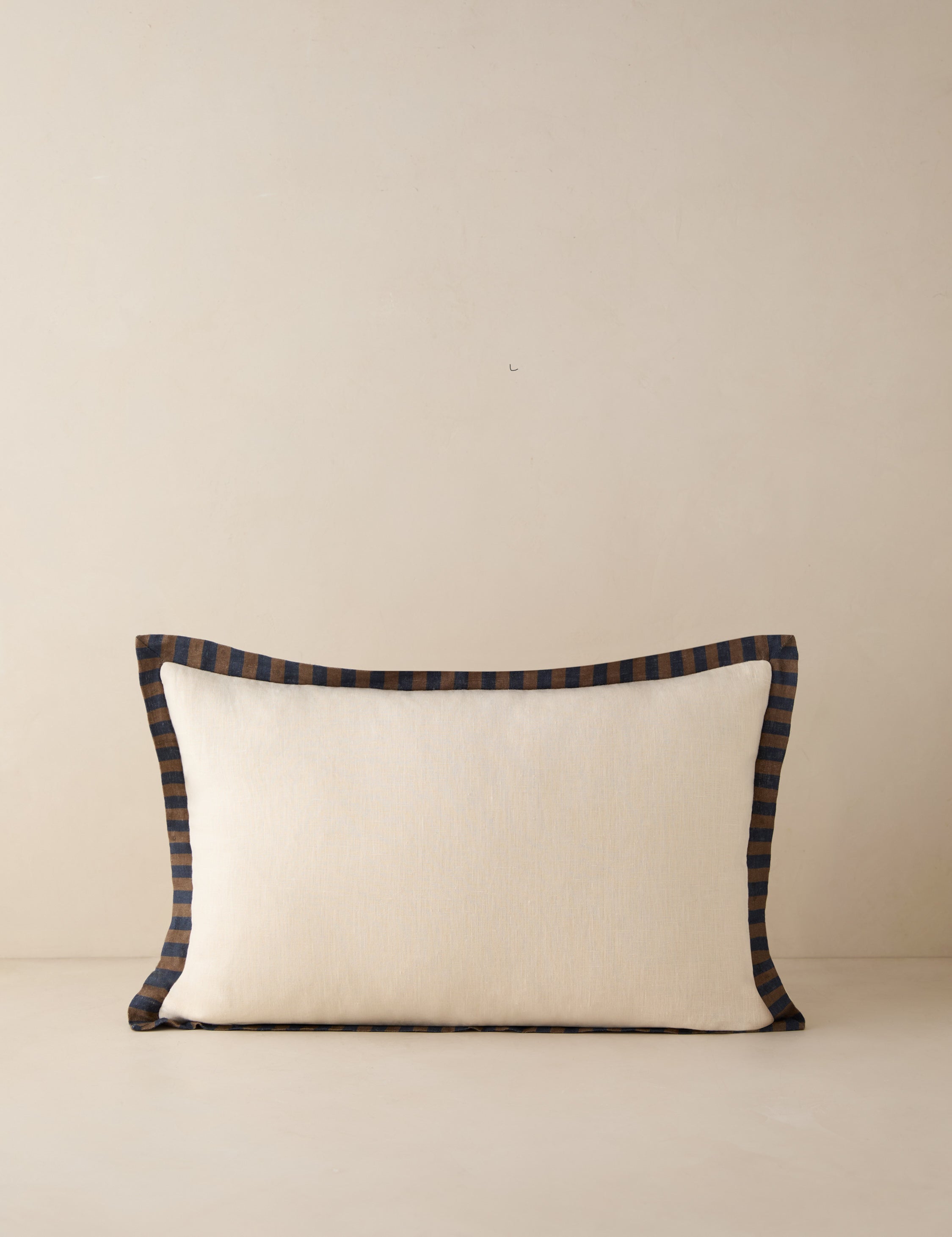 Raya Throw Pillow | Natural Linen, Striped Border