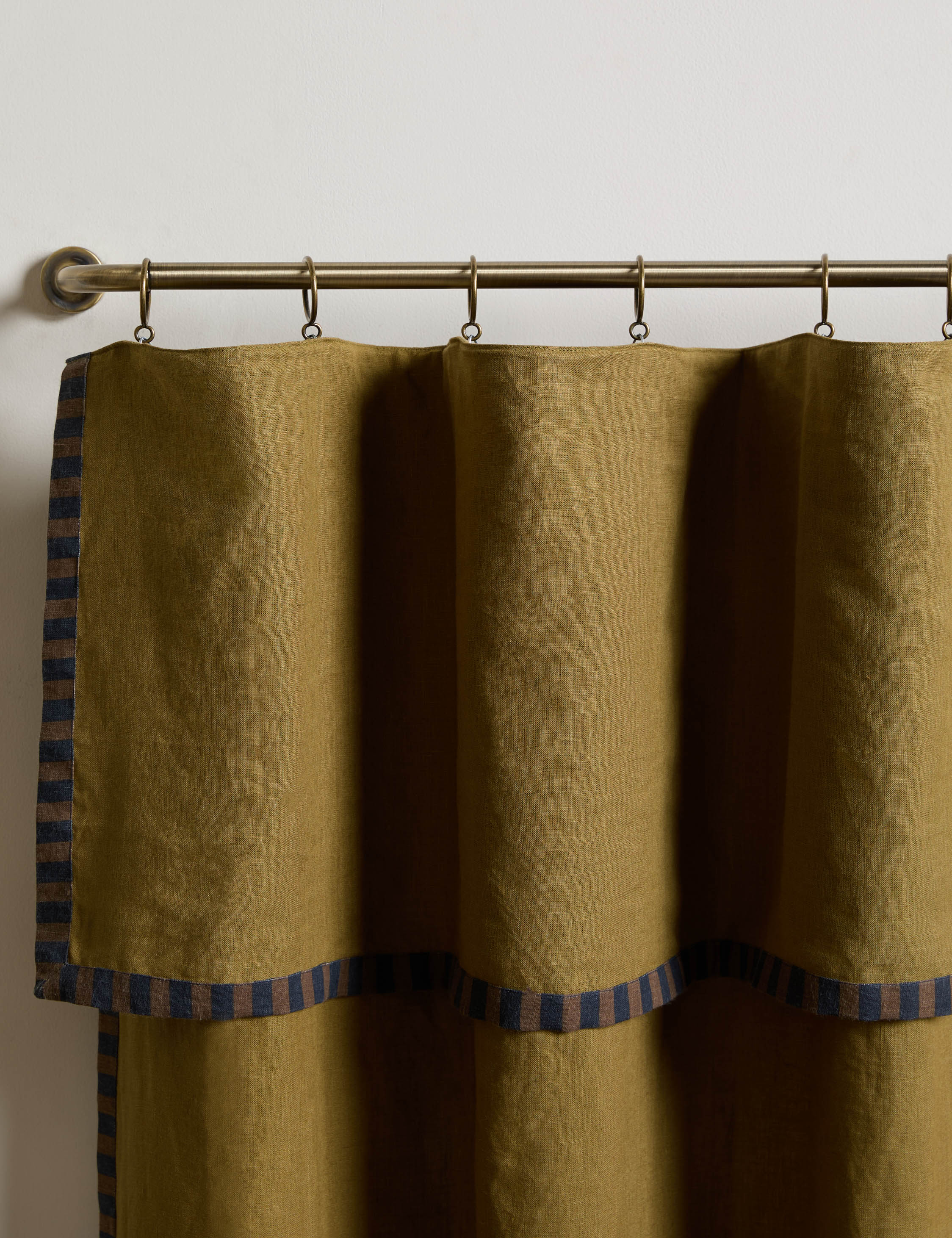 Raya Light Filtering Curtain Panel | Lightweight Linen, Striped Border