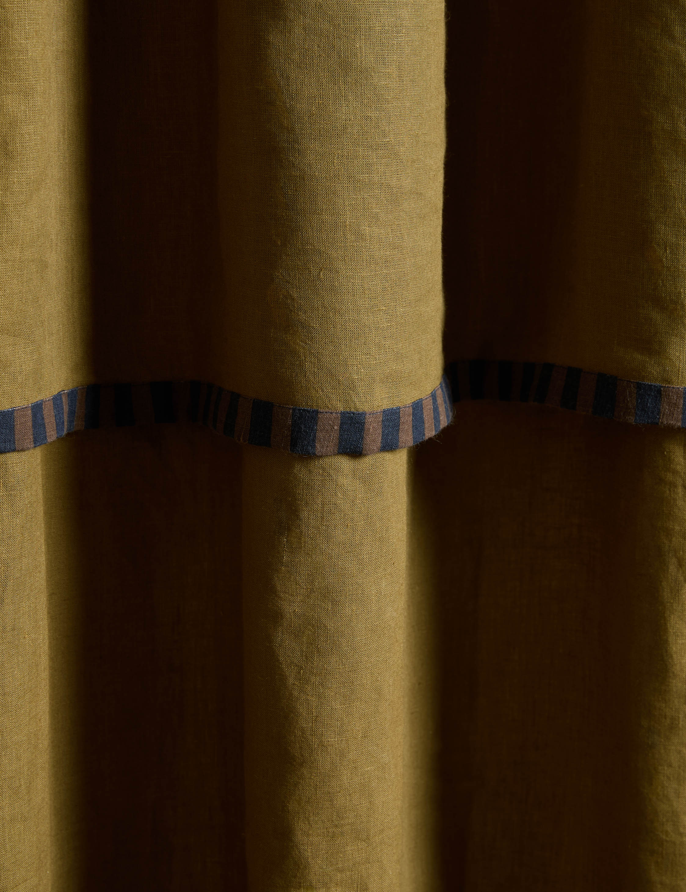 Raya Light Filtering Curtain Panel | Lightweight Linen, Striped Border