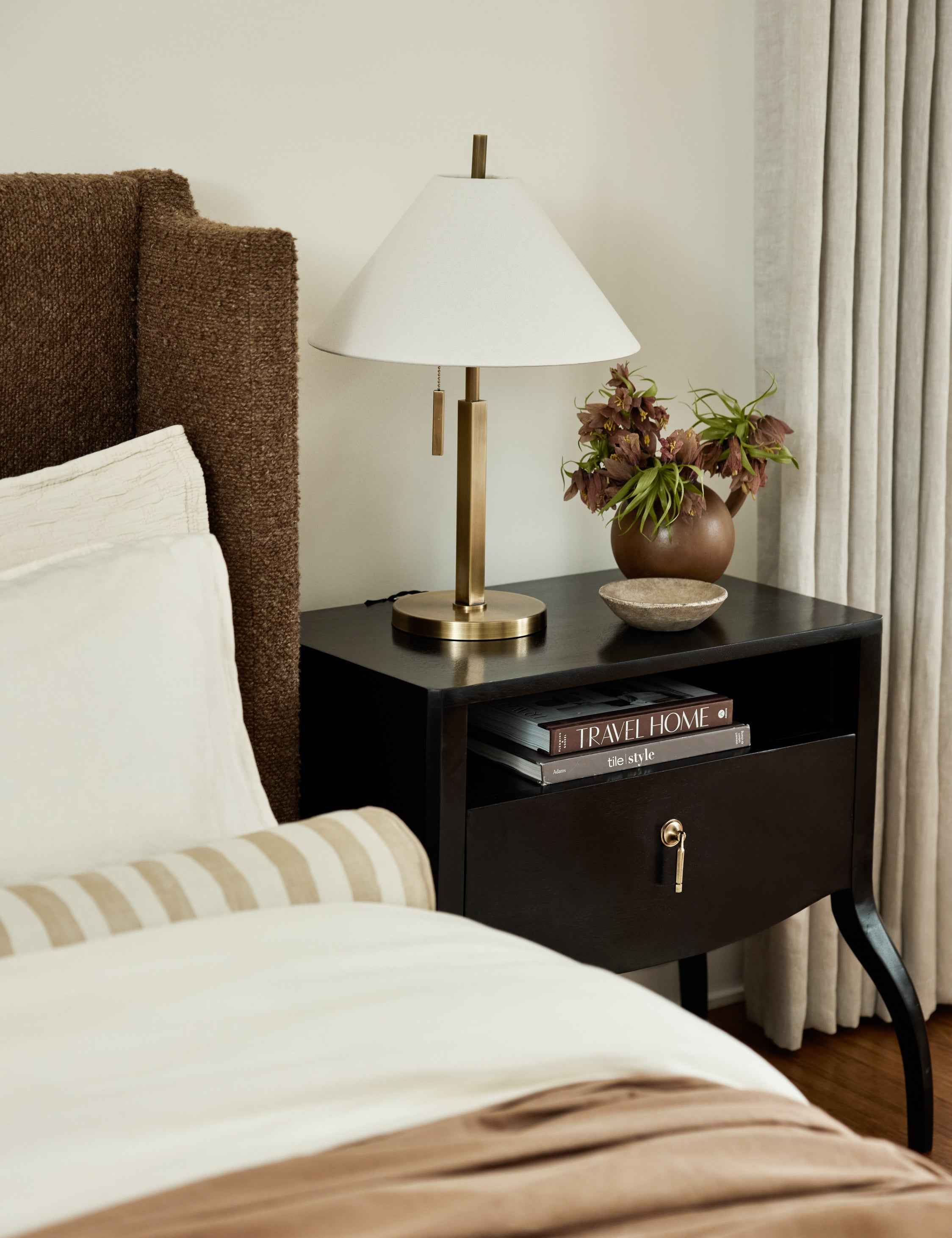 Cleo Table Lamp | Antique Brass Finish, Chic Pull Chain