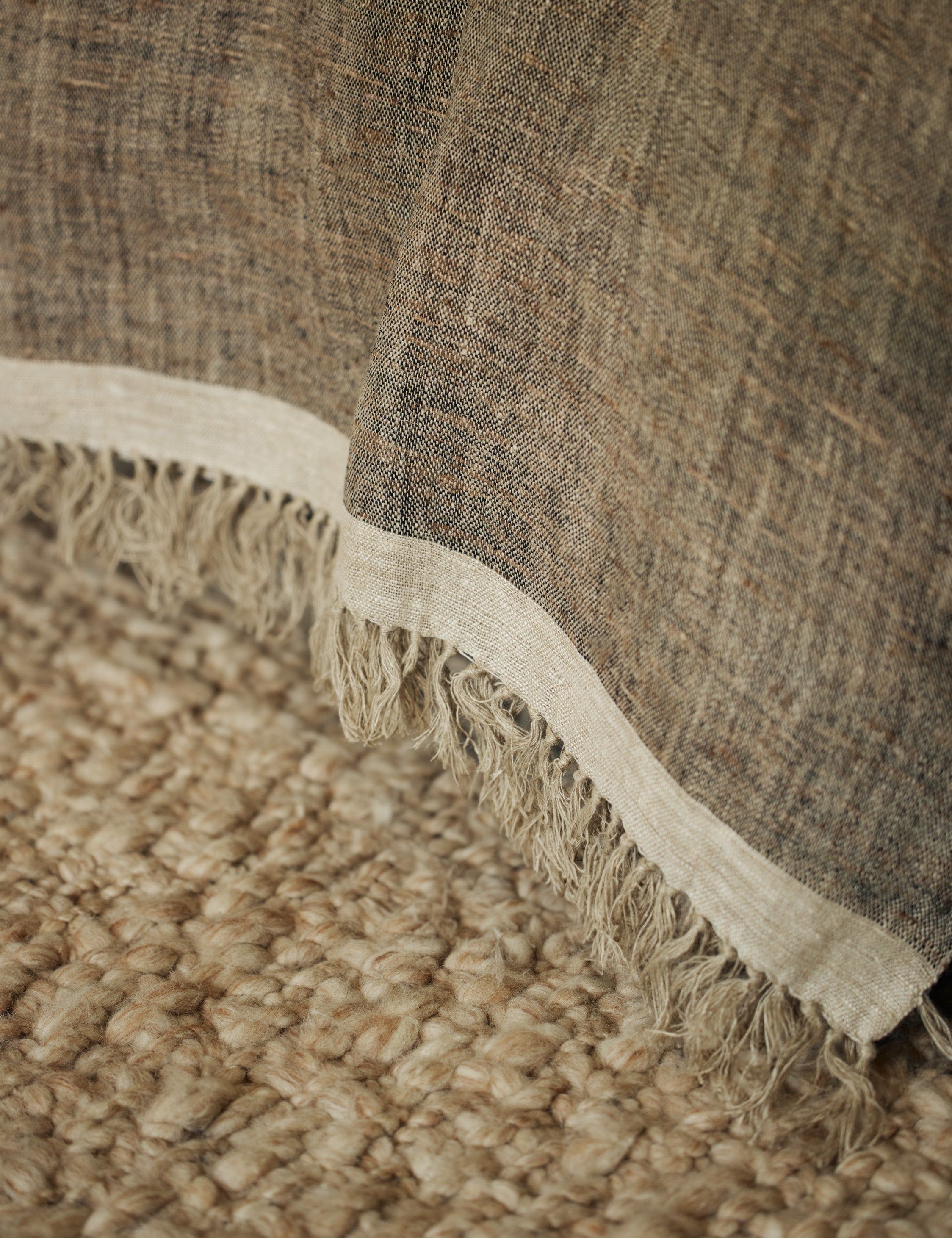 Luna Linen Silk Throw | Earthy Tones, Soft Texture
