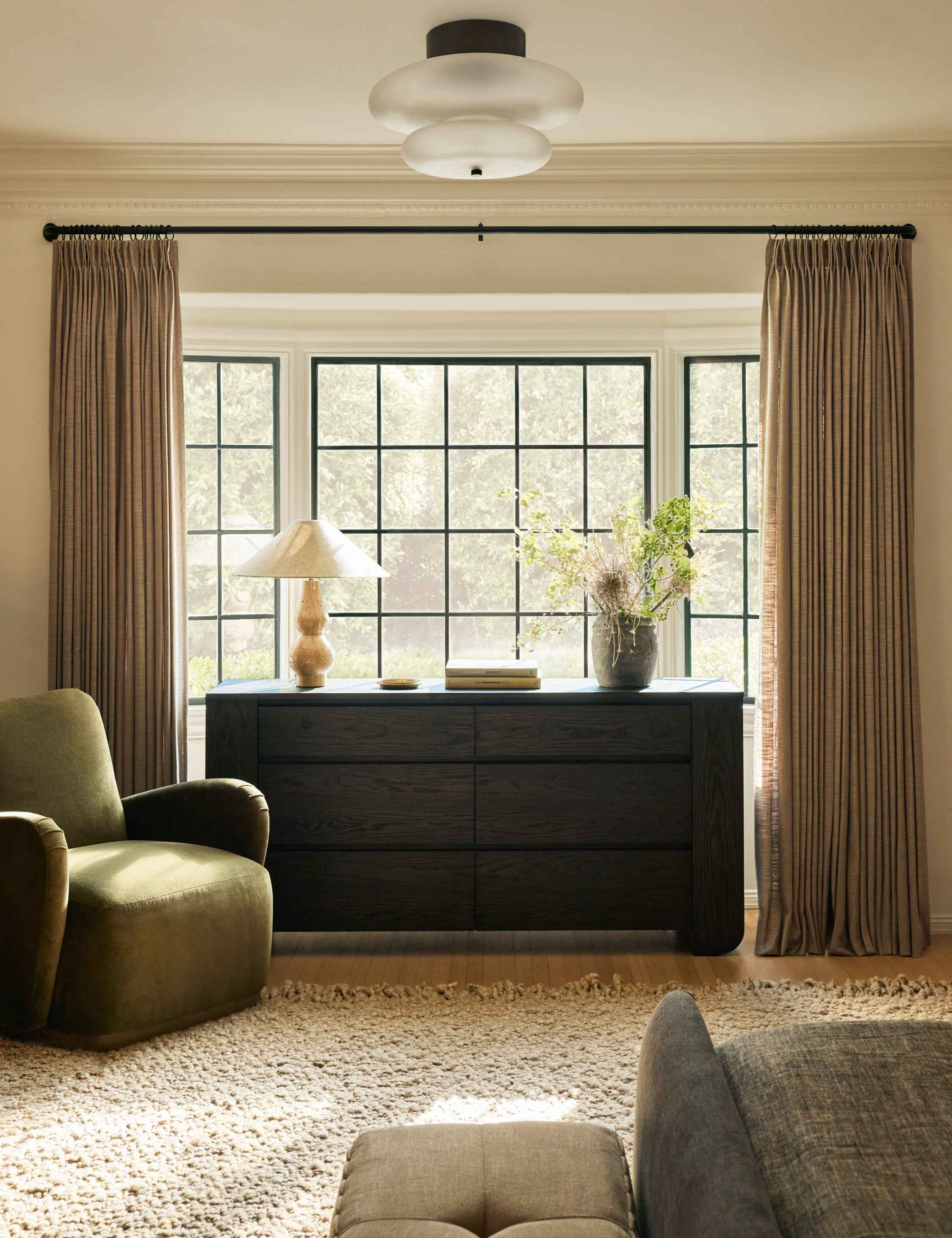 Mira Flush Mount Light | Soft Lines, Frosted Glass Shade