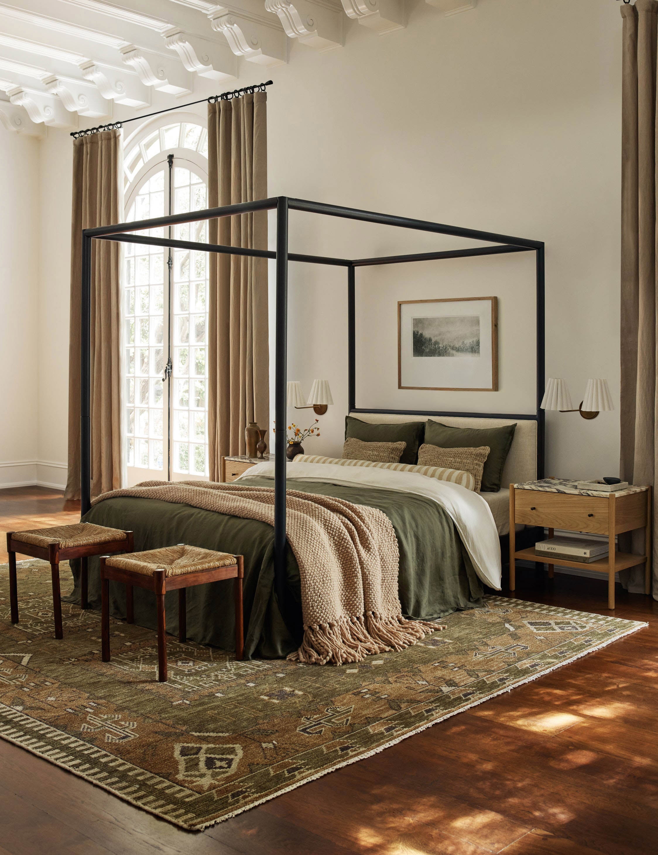 Phaedra Nightstand | Natural Wood Frame, Marble Top