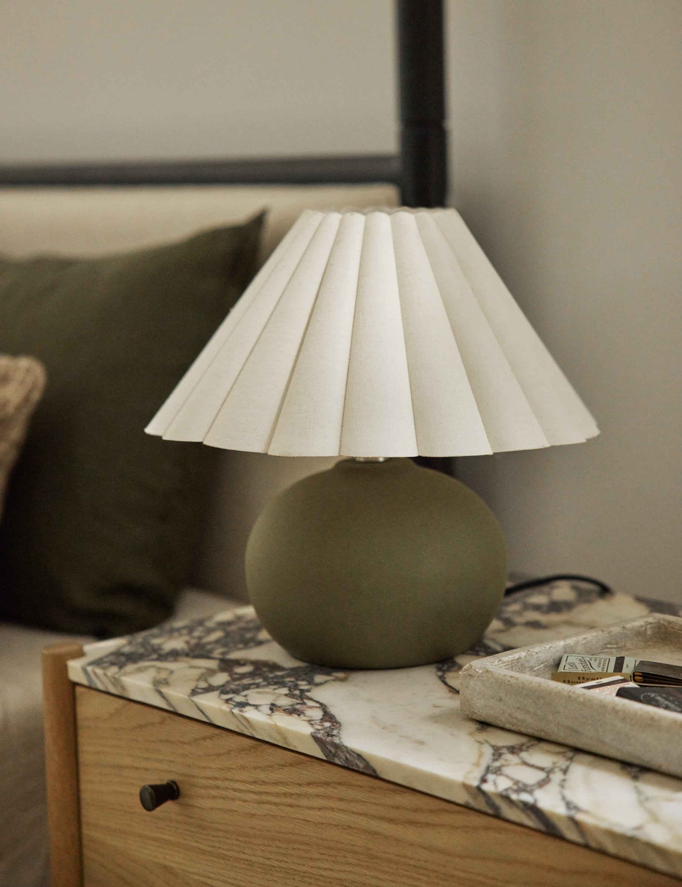 Luna Table Lamp | Pleated Shade, Round Ceramic Body