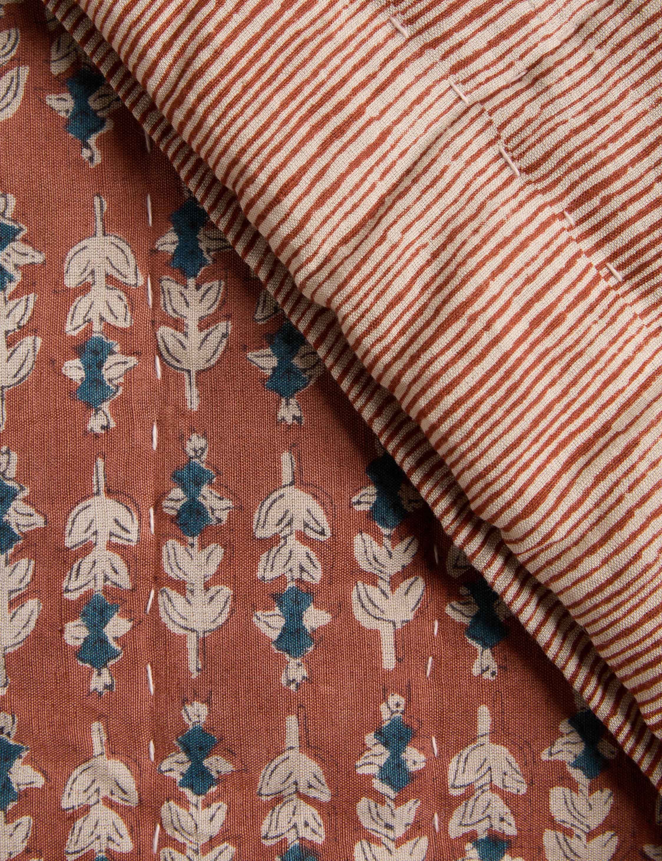 Bela Linen Cotton Quilt | Block Print Floral Design, Soft & Durable