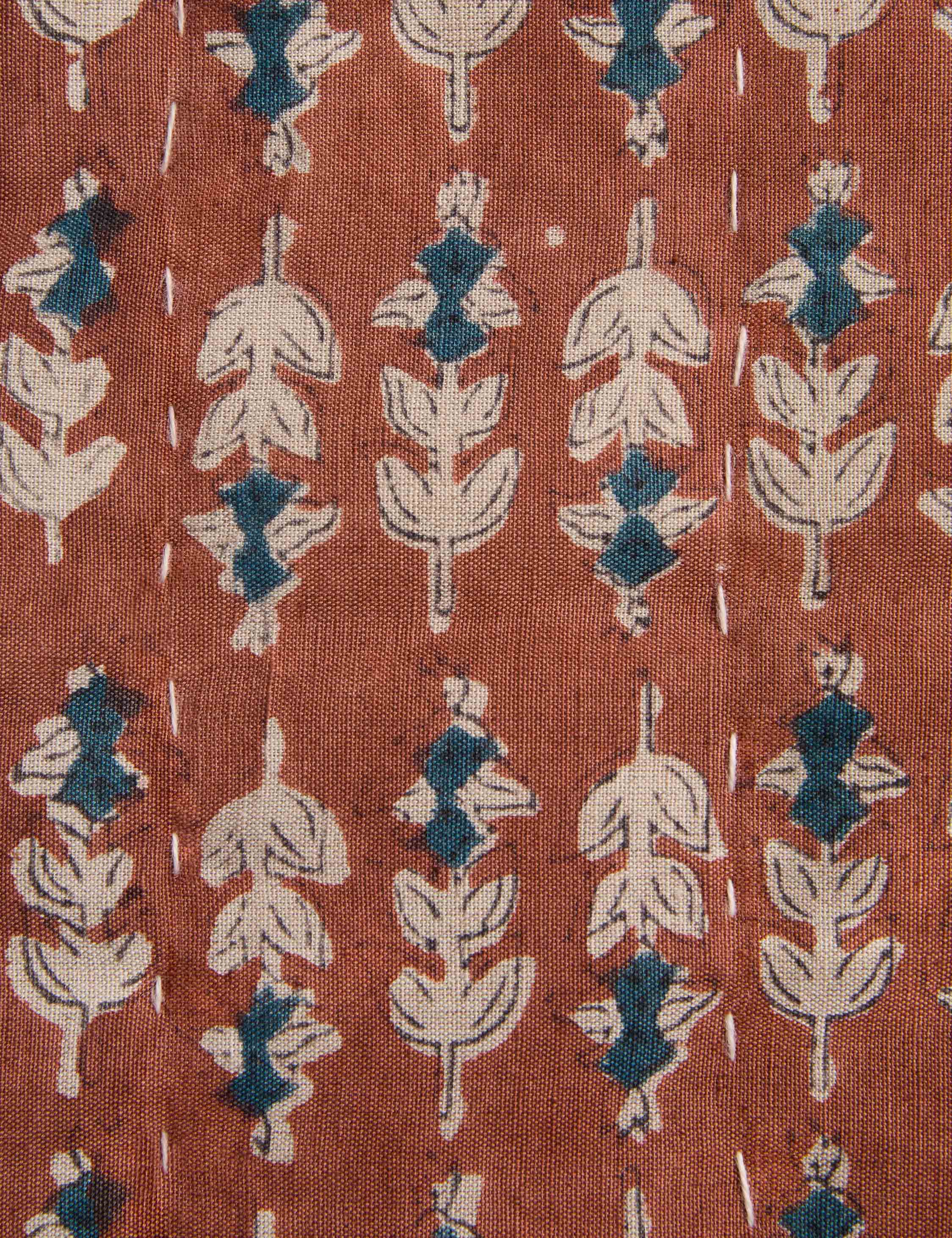 Bela Quilt | Linen Cotton Blend, Floral Block Print