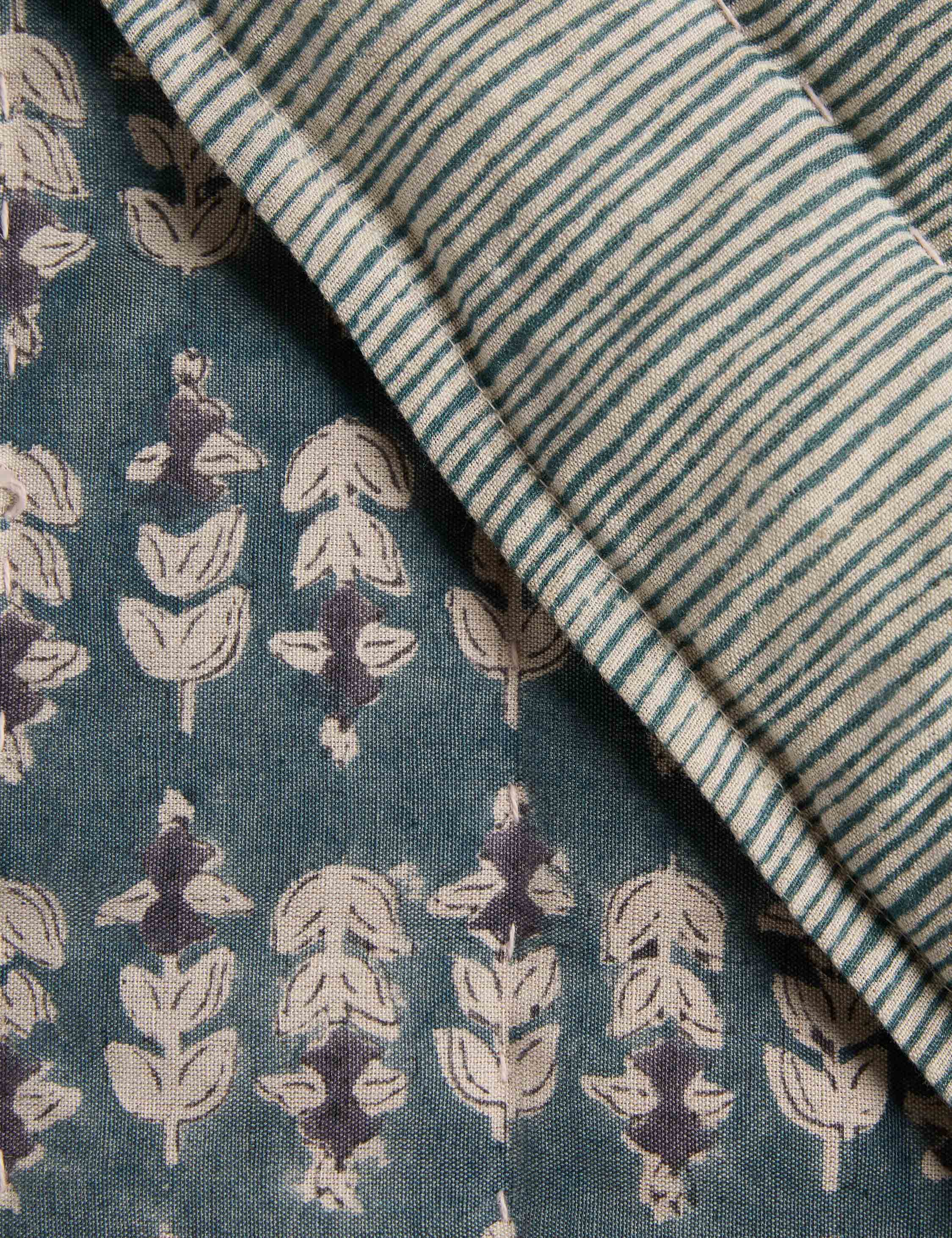 Bela Linen Cotton Quilt | Block Print Floral Design, Soft & Durable
