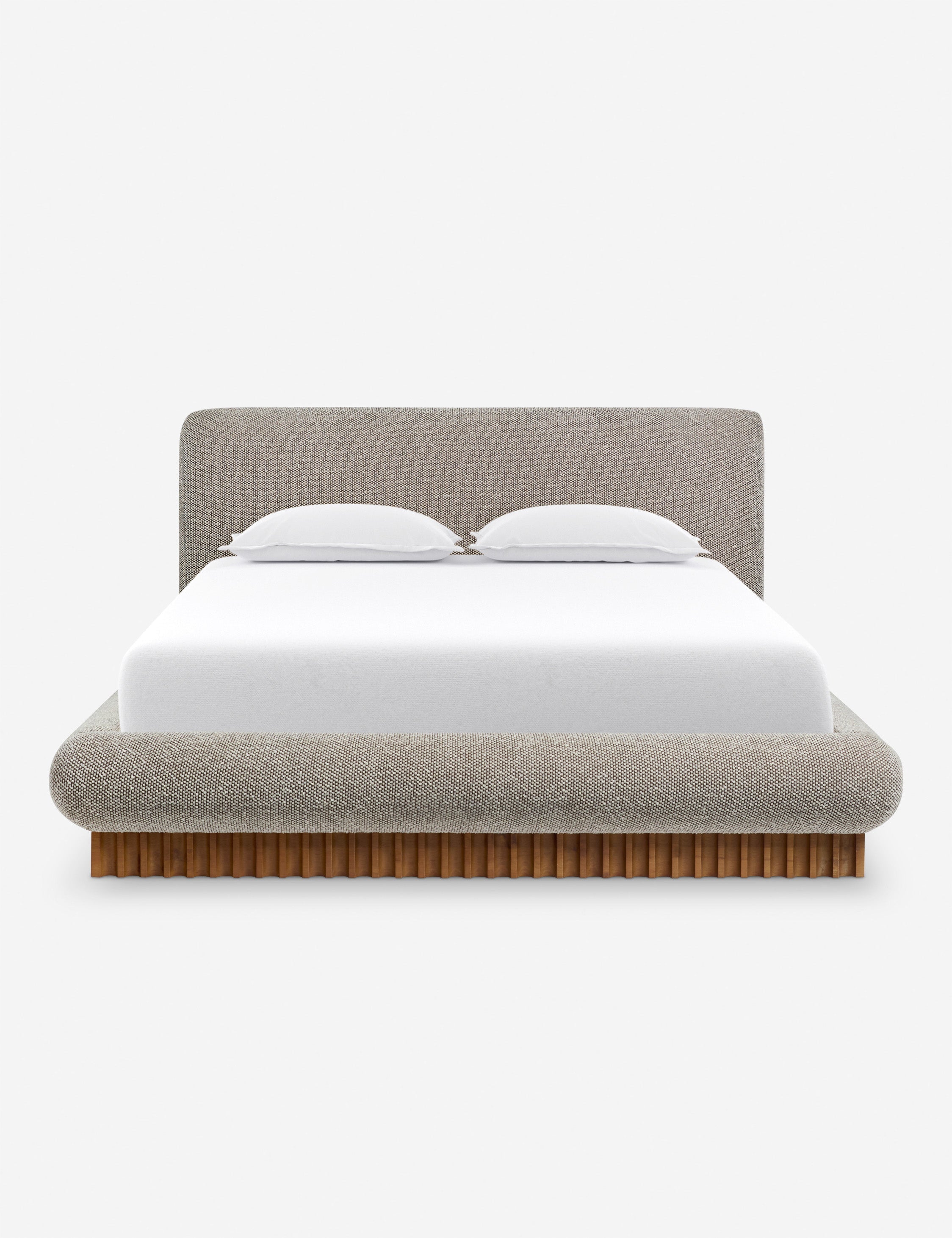 Bello Bed Frame | Plush Bouclé Upholstery, Rippled Wooden Base