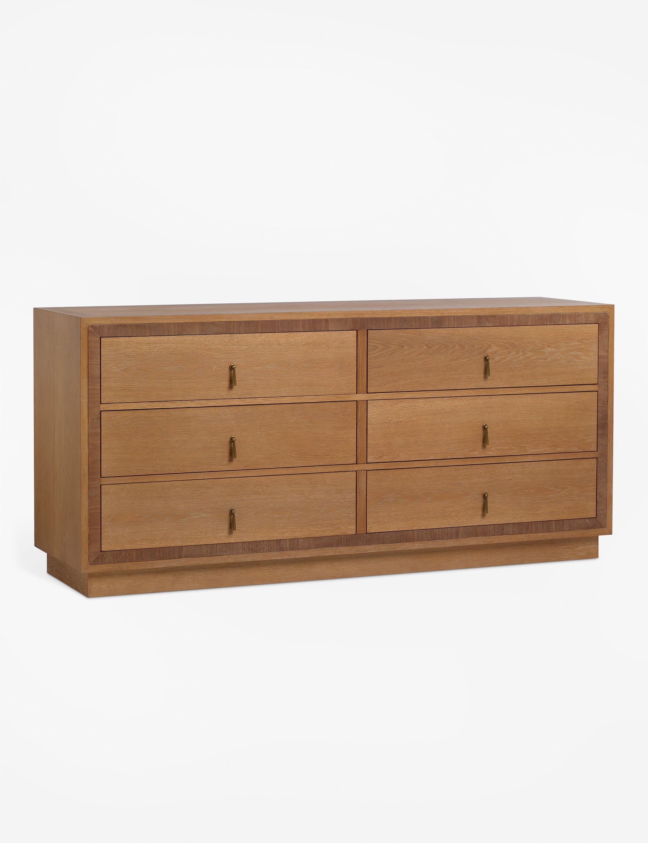 Bela 6-Drawer Dresser | Inlaid Wood Accents, Vintage Metal Pulls