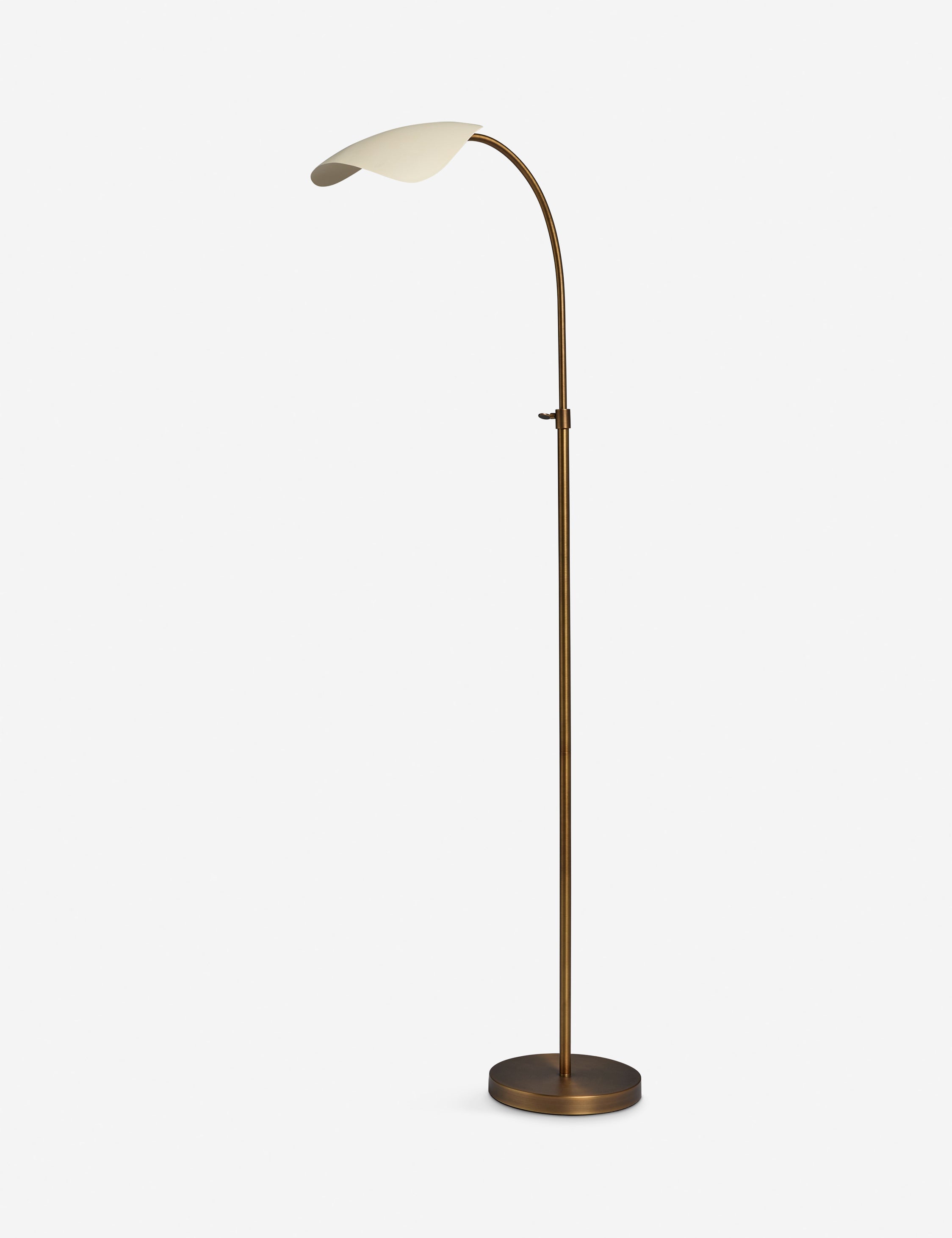Brio Task Floor Lamp | Adjustable Shade, Cream-on-Brass Finish