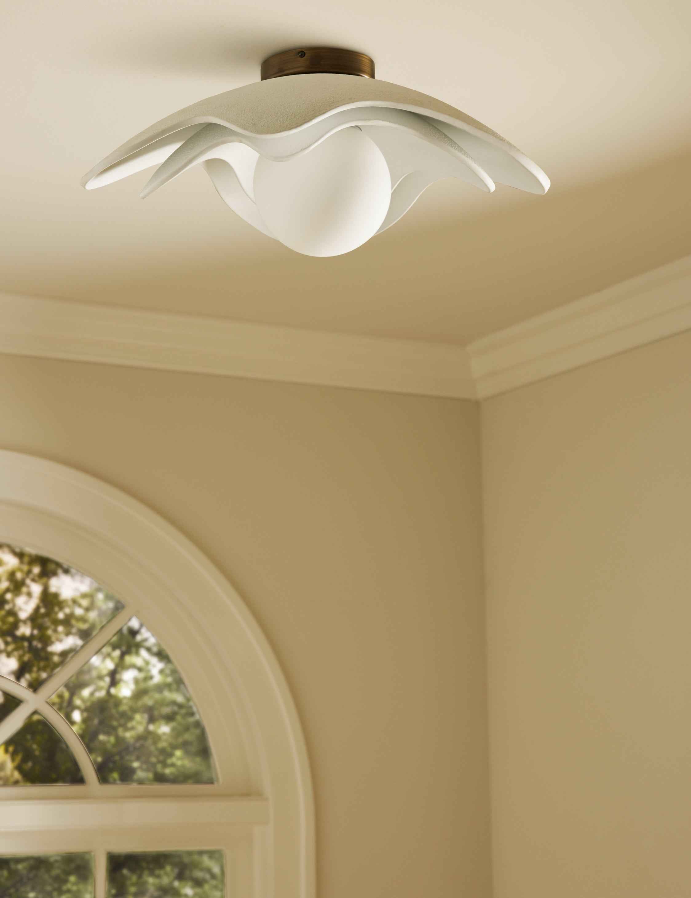 Petal Bloom Flush Mount Light | Matte White, Floral-Inspired Design