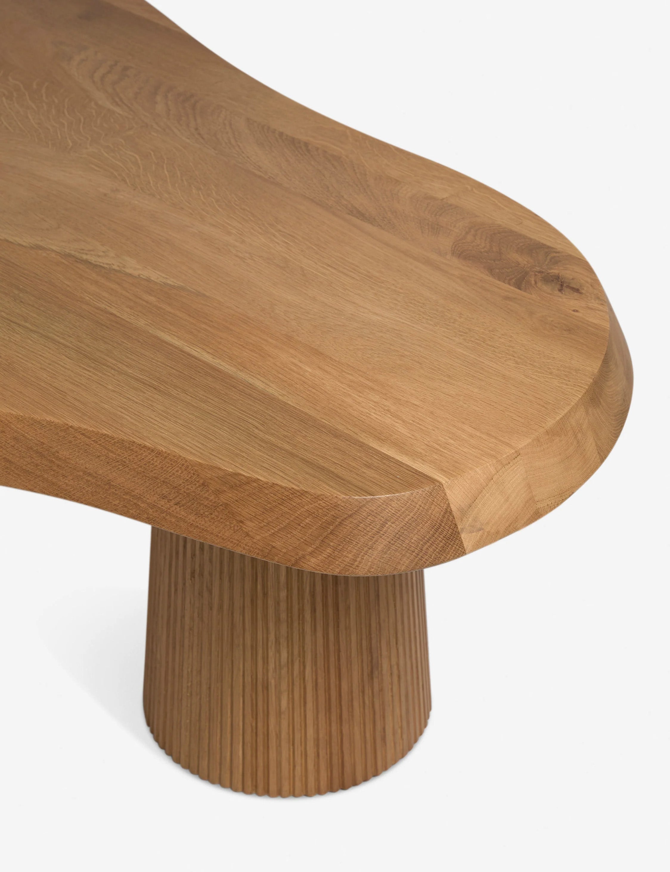 Cleo Coffee Table | Beveled Oak Top, Fluted Pillar Legs