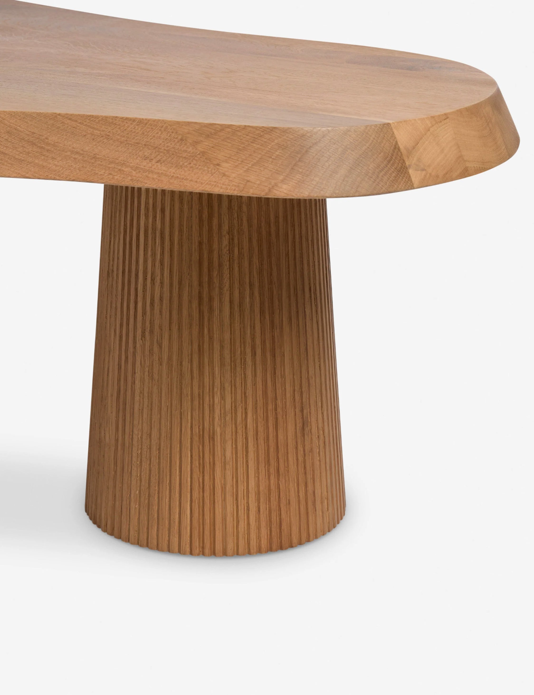Cleo Coffee Table | Beveled Oak Top, Fluted Pillar Legs