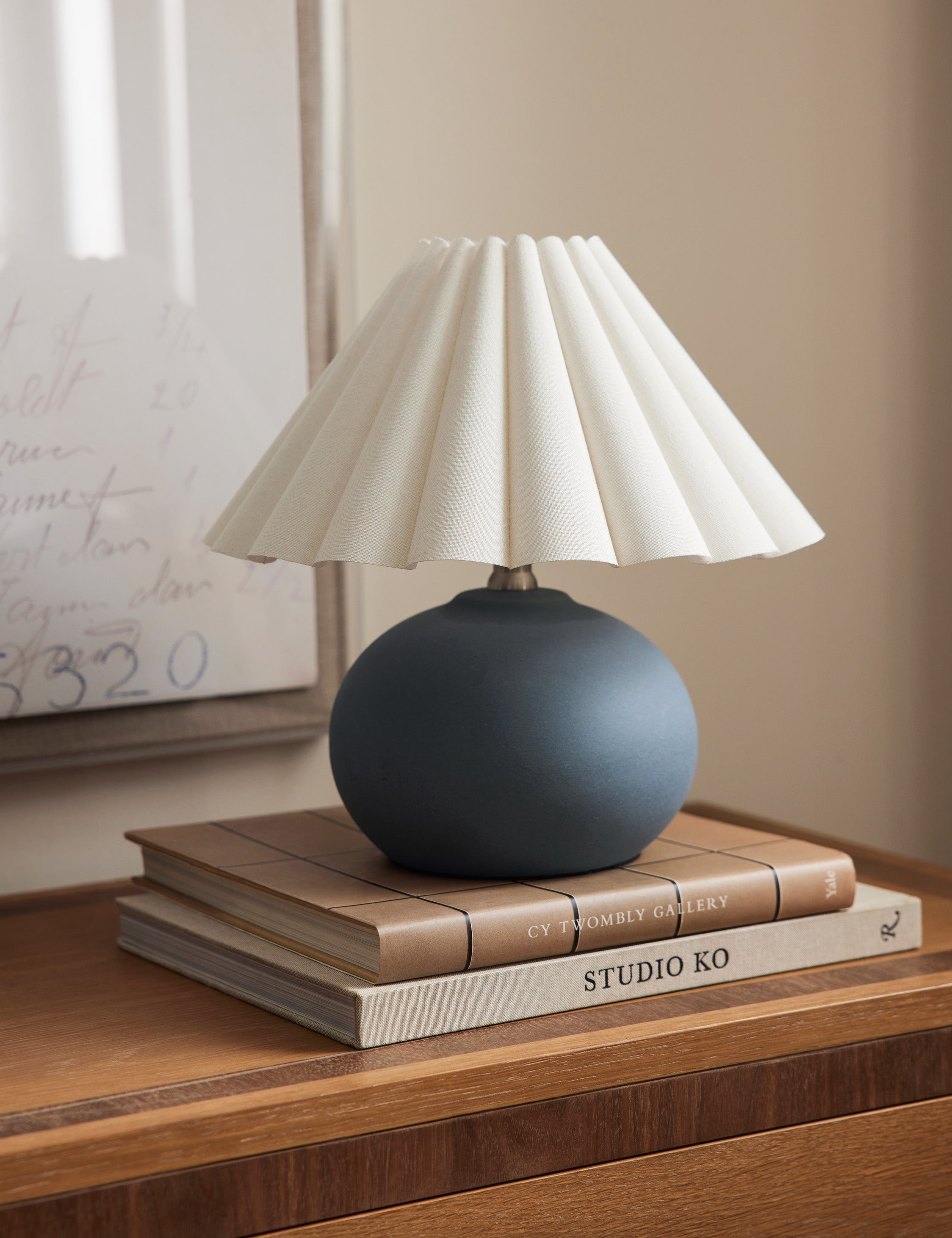 Luna Table Lamp | Pleated Shade, Round Ceramic Body