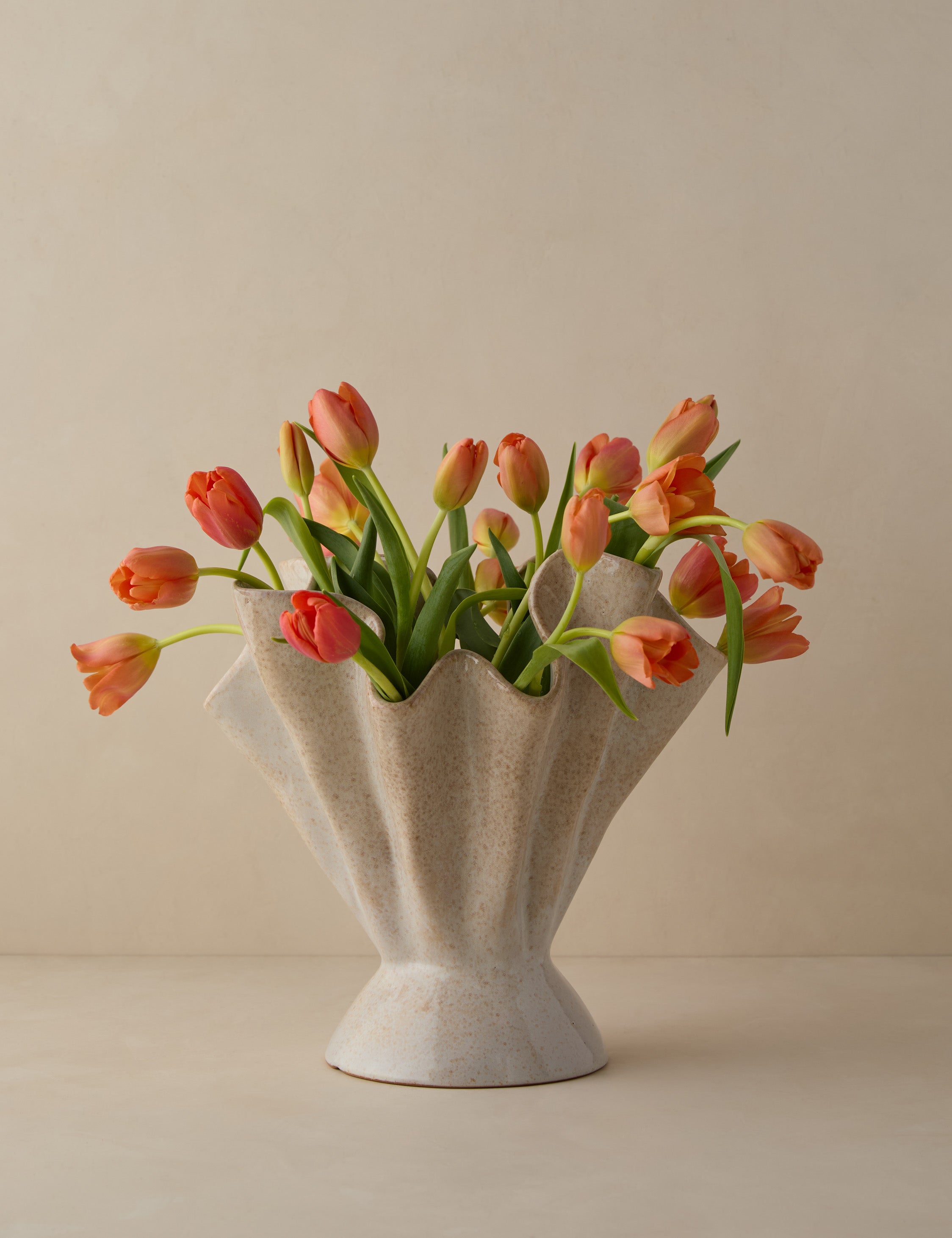 Dara Ruffled Vase | Stoneware, Reactive Glaze Finish
