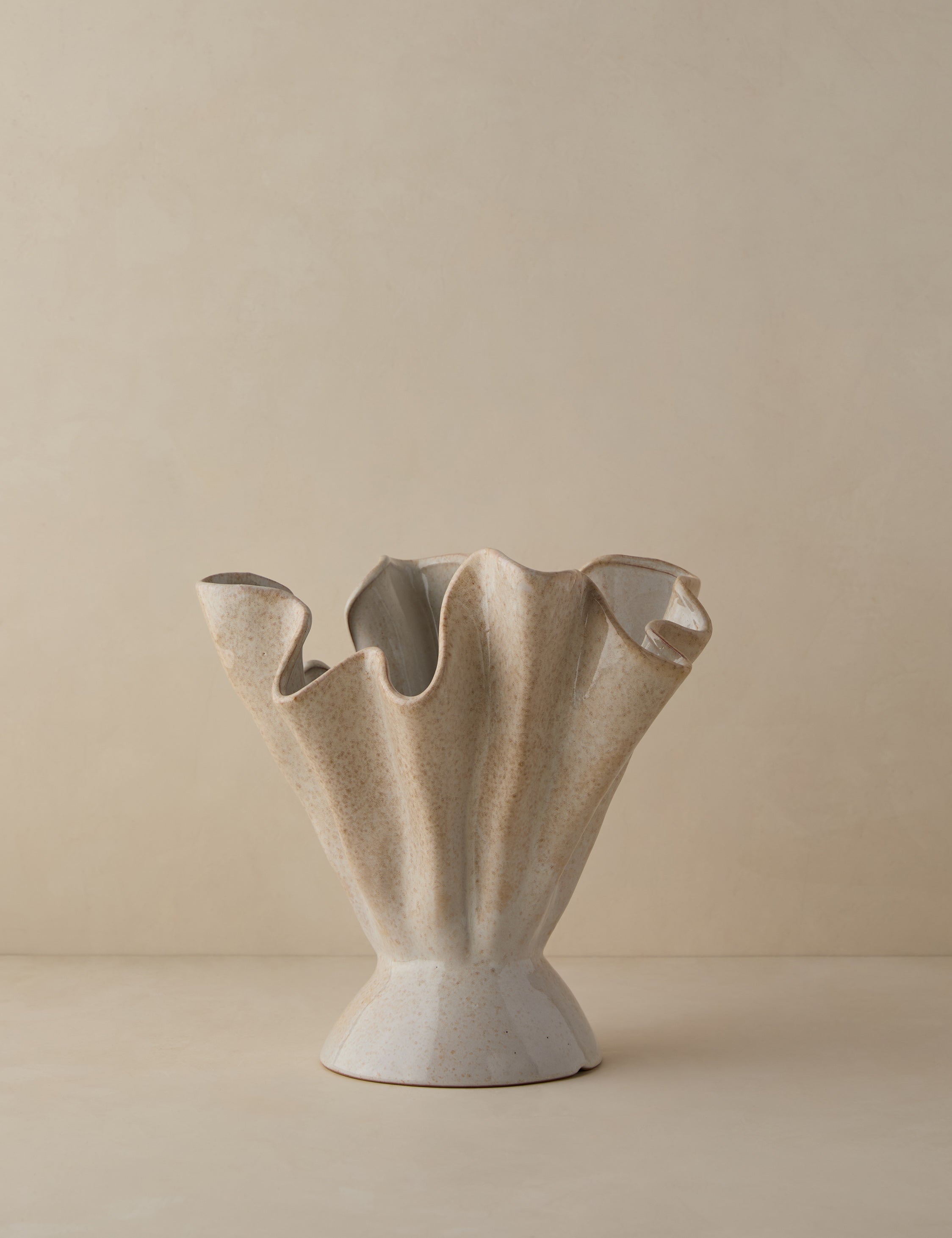 Dara Ruffled Vase | Stoneware, Reactive Glaze Finish