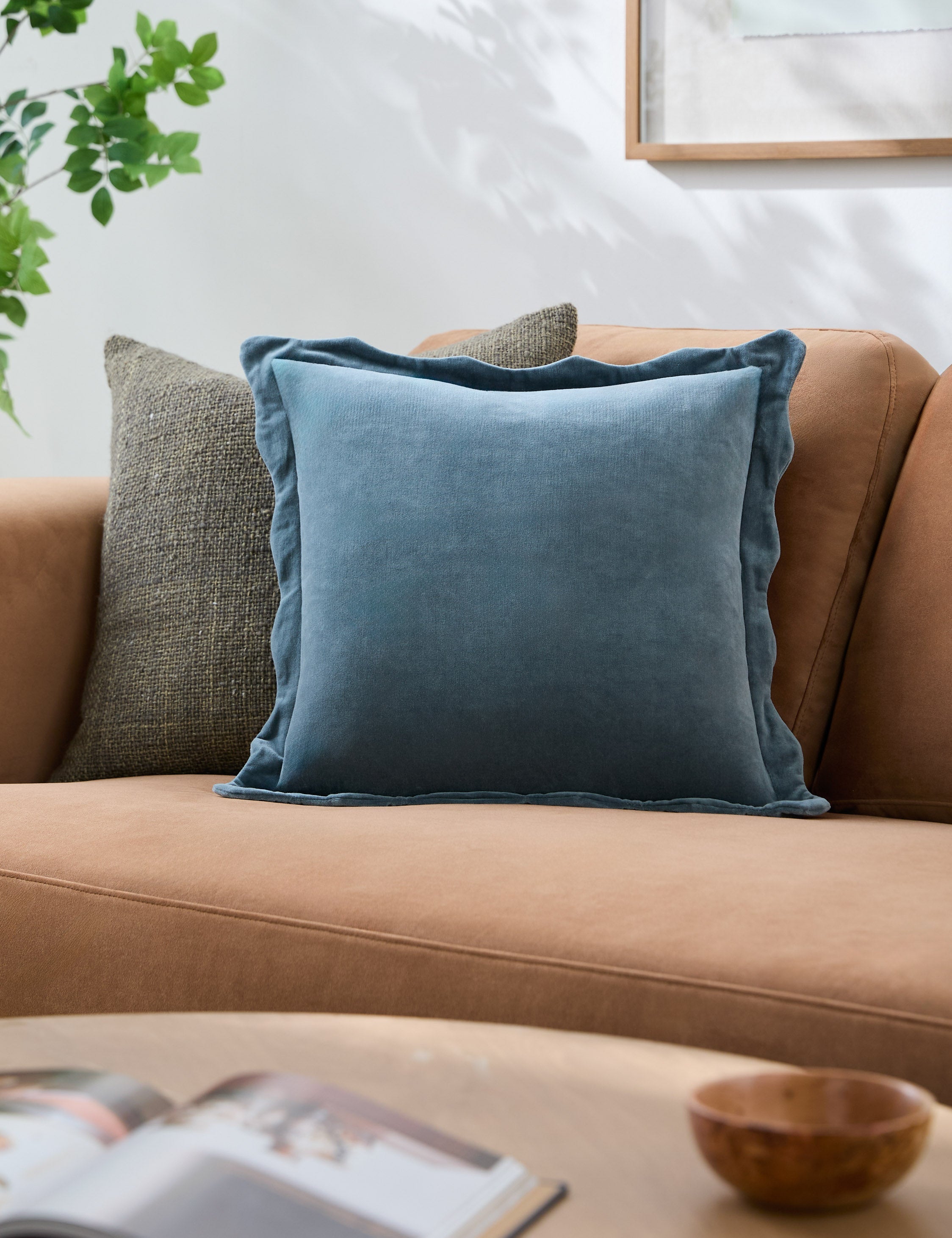 Cora Accent Pillow | Velvety Finish, Waved Flange Design