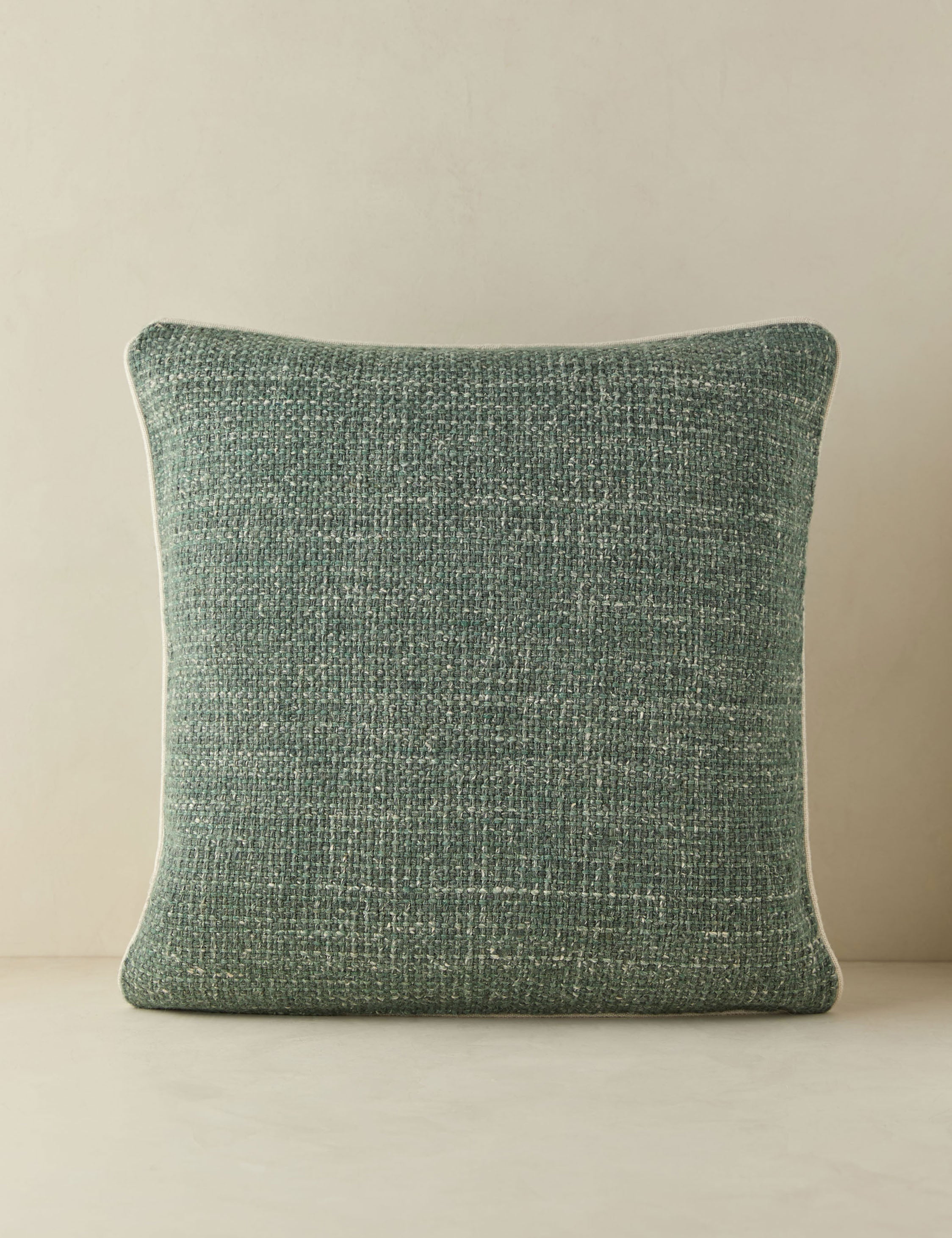 Enzi Throw Pillow | Tweed Fabric, Contrast Piping