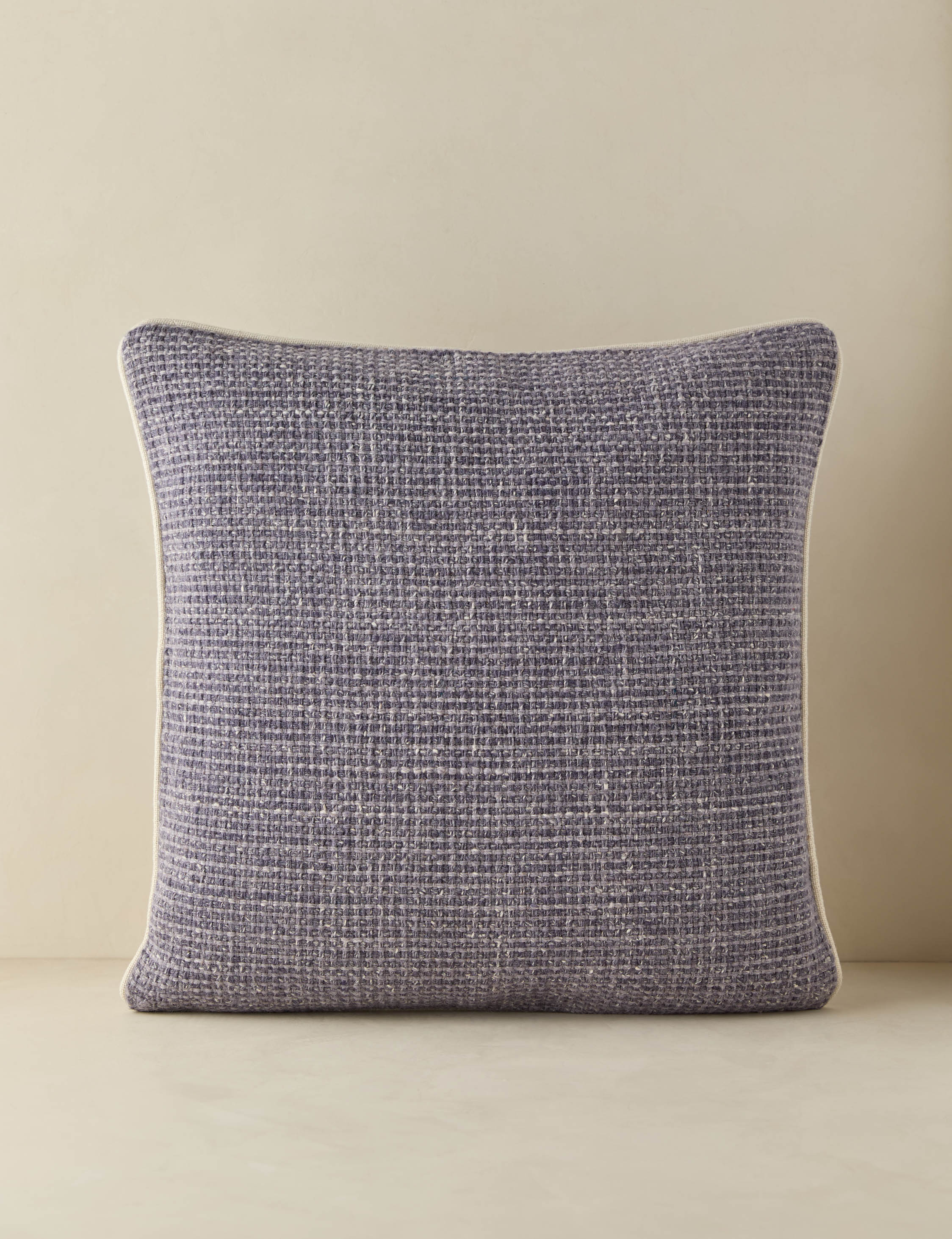 Enzi Throw Pillow | Tweed Fabric, Contrast Piping