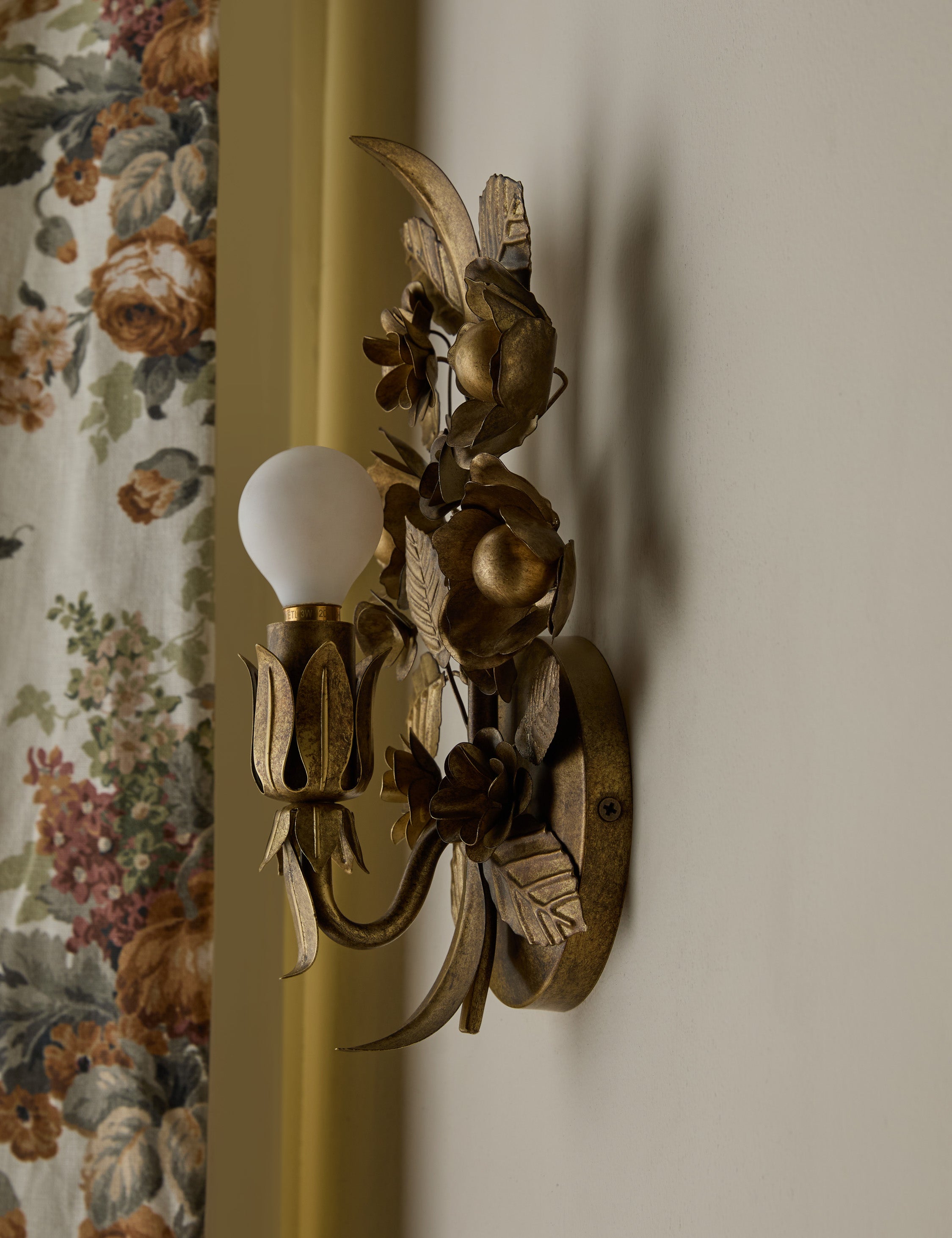 Garnet Wall Sconce | Vintage Floral Metalwork