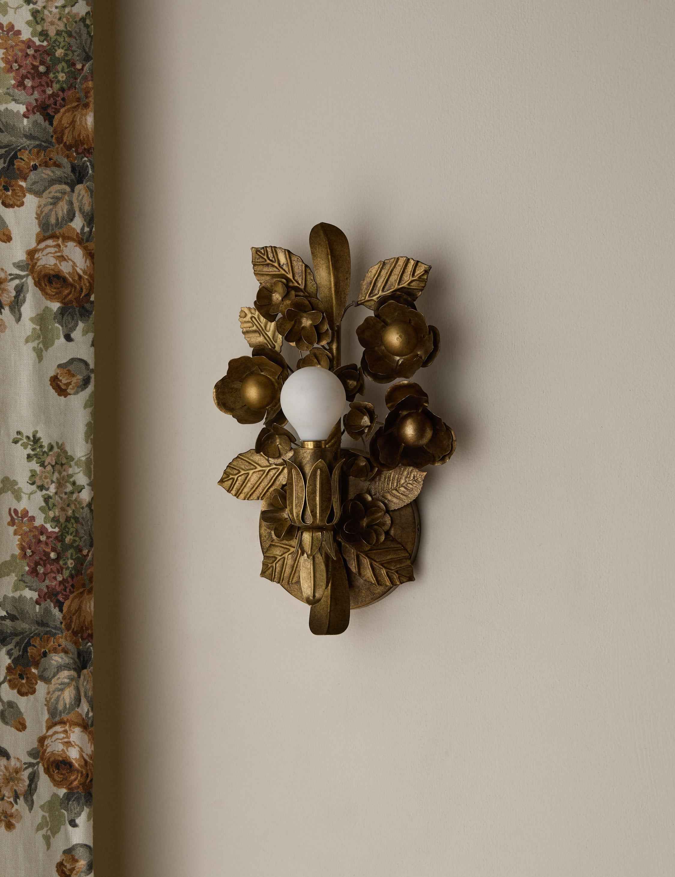 Garnet Wall Sconce | Vintage Floral Metalwork