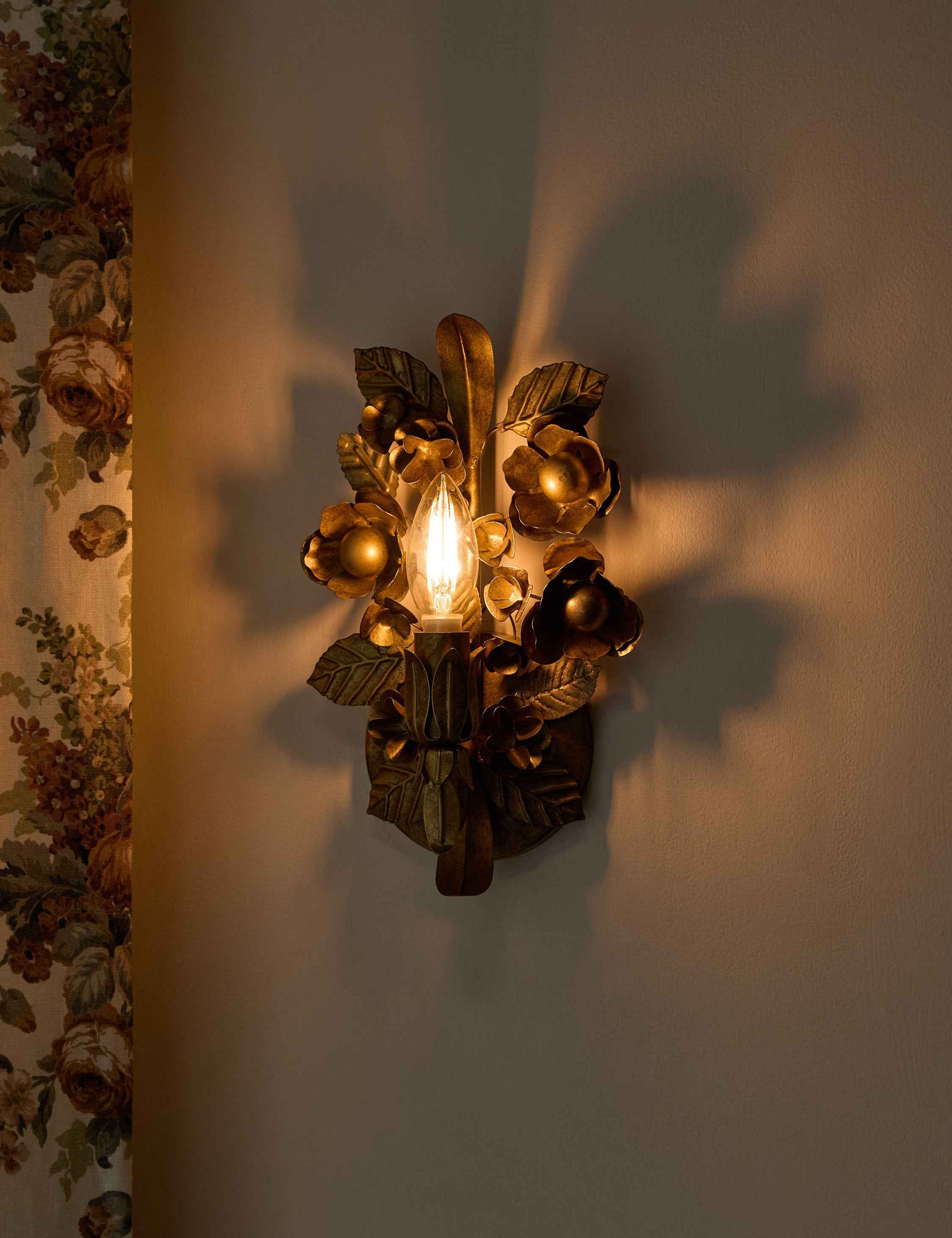 Garnet Wall Sconce | Vintage Floral Metalwork