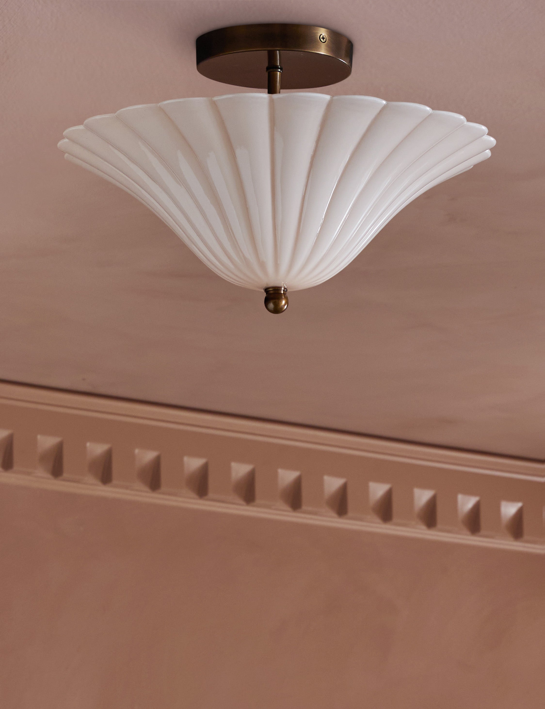 Glynn Flush Mount Light | Scalloped Glass, Warm Brass Accents